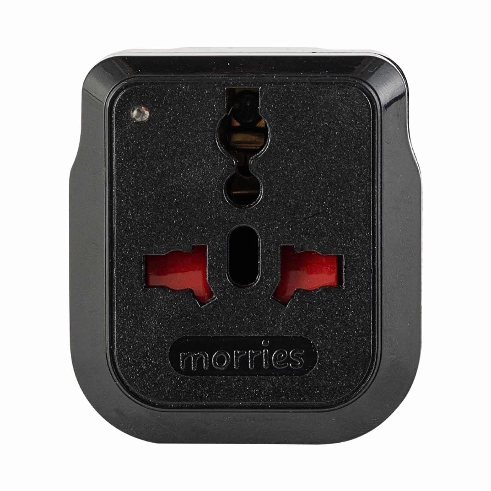 MORRIES Travel Adaptor With Neon Light Black MS-3106N-BK