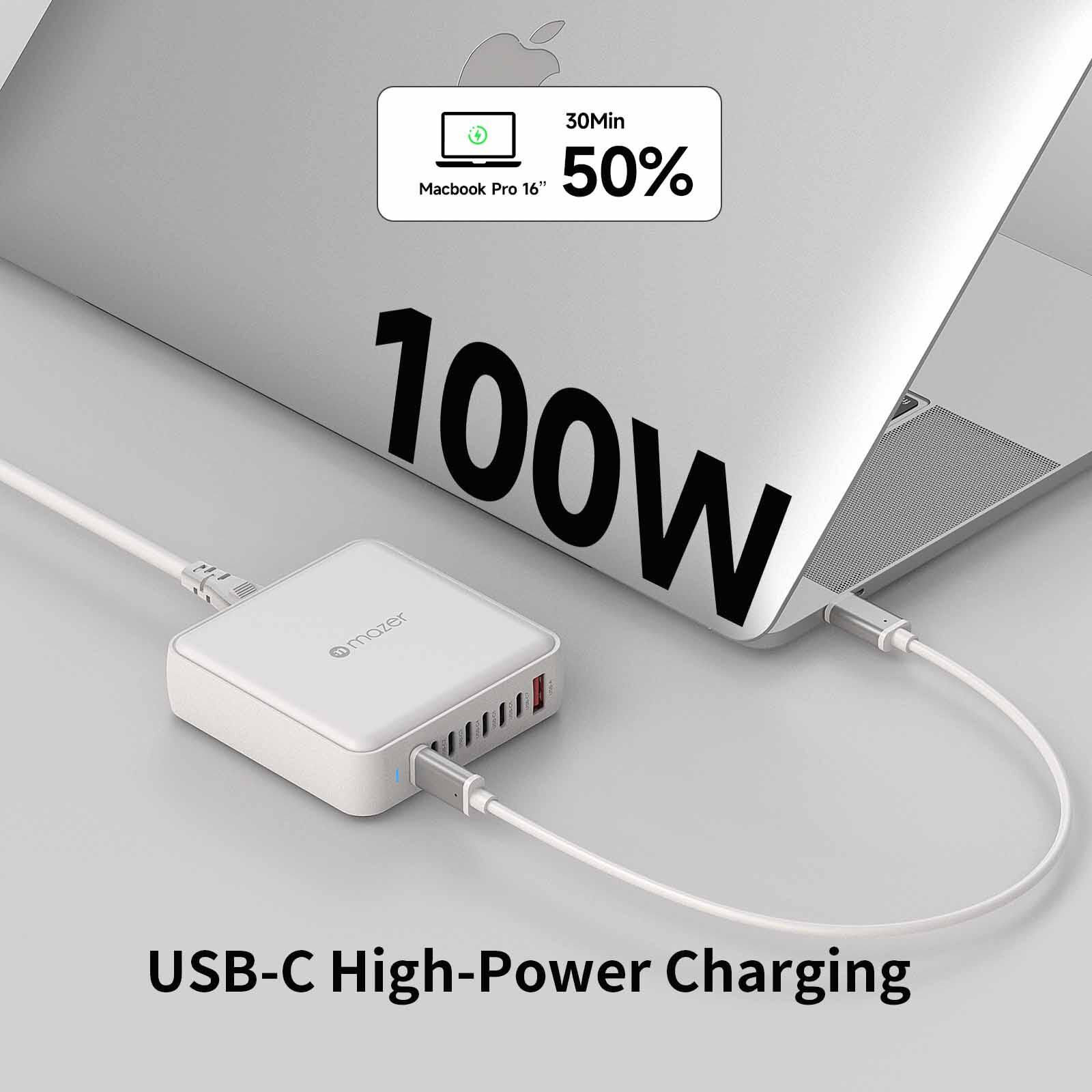 MAZER Ganprestige Uk Pd170w 8ports (7c1a) Desktop Charger With 1.5m Power Cable-white M-D170W-V5-WH-image 6