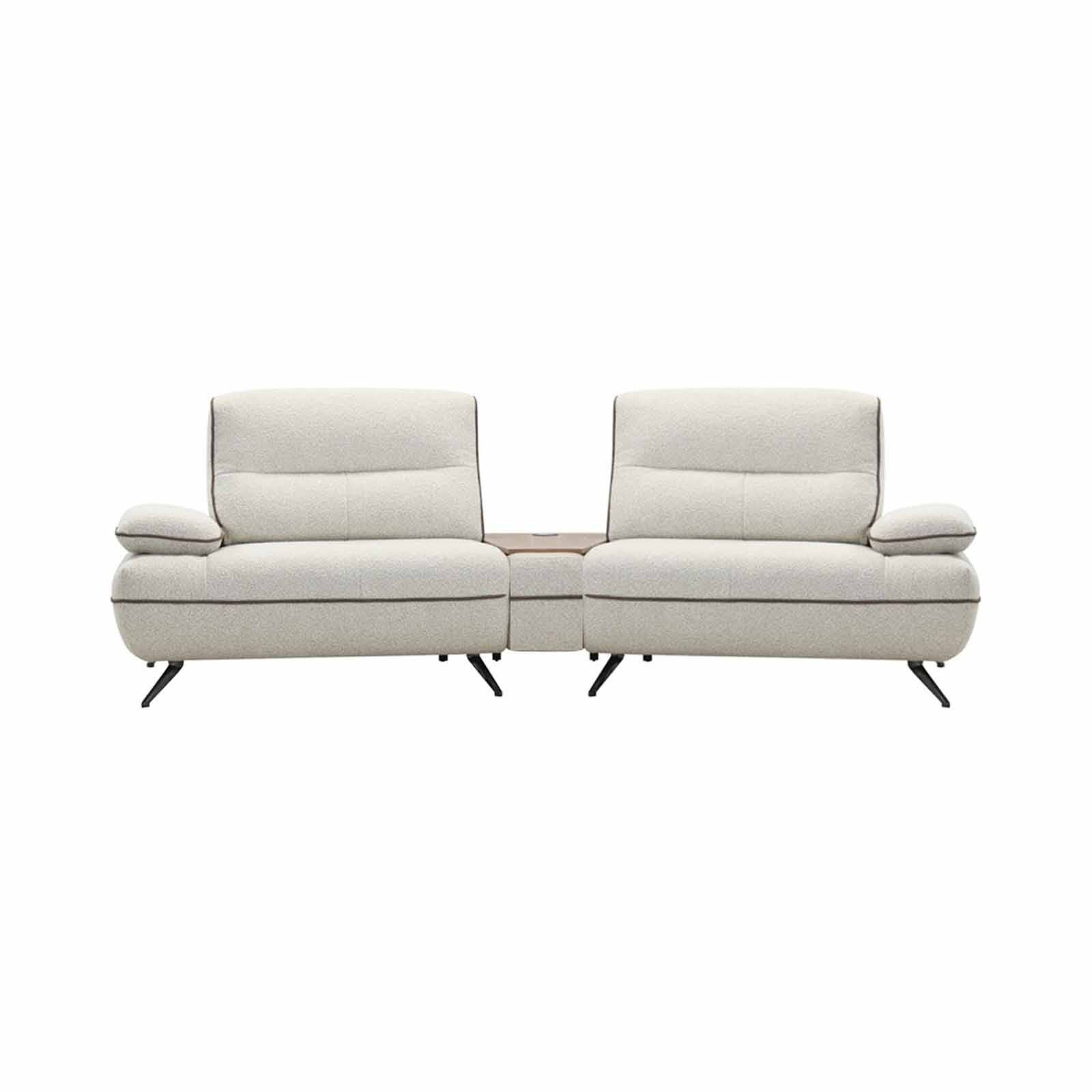 MUZE 3pcs Modular Set W Wireless Charging (fab) F20 Beige Piping Diff Fabric Sofa OLWEN-image 1