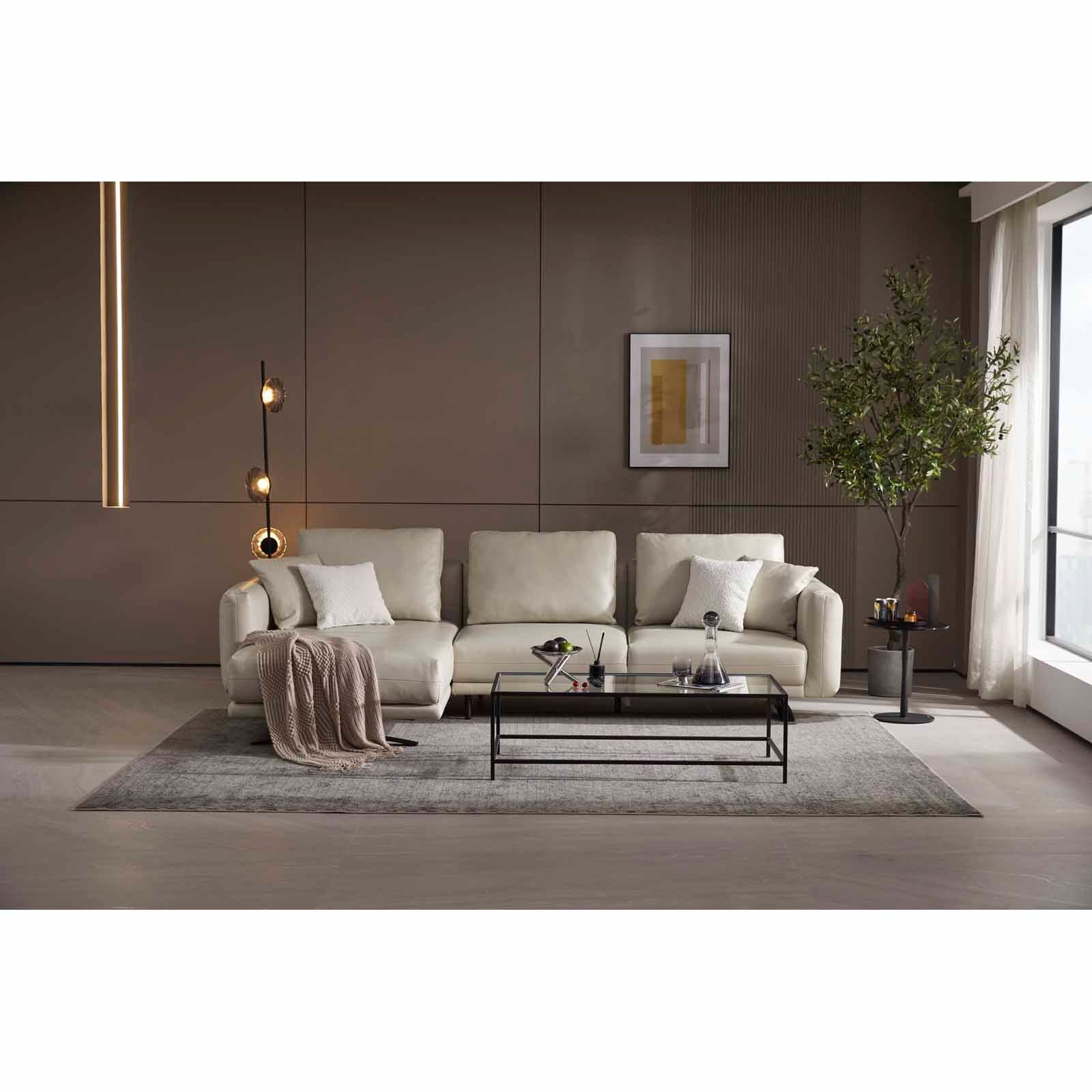 MUZE L Shaped-e Recliner (fl) Lt Pebble Full Leather Sofa ZELMIRA-image 3