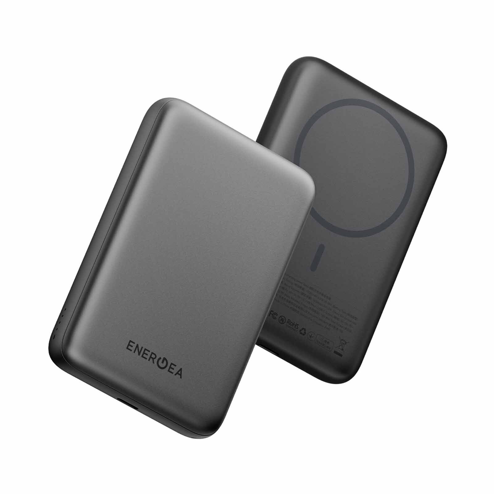ENERGEA Magpac Loop 10k, 10000mah Magsafe Compatible Powerbank With Usb-c Cable Strap - Gunmetal MP-LOOP10K-GUN-3C