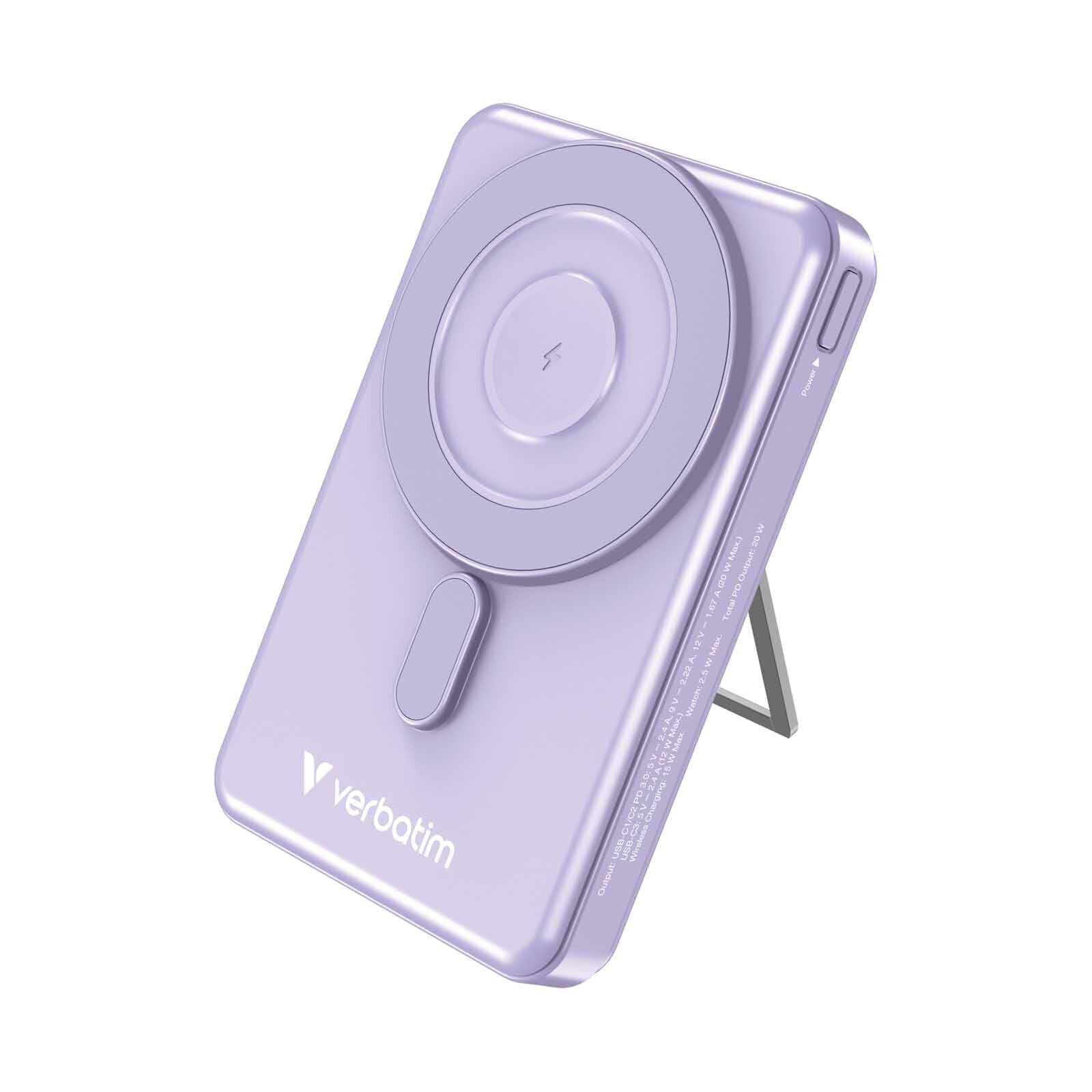 VERBATIM Powerbank Magnetic Wireless Charge 10000mah 2 X C Stand Purple VM32270-image 6