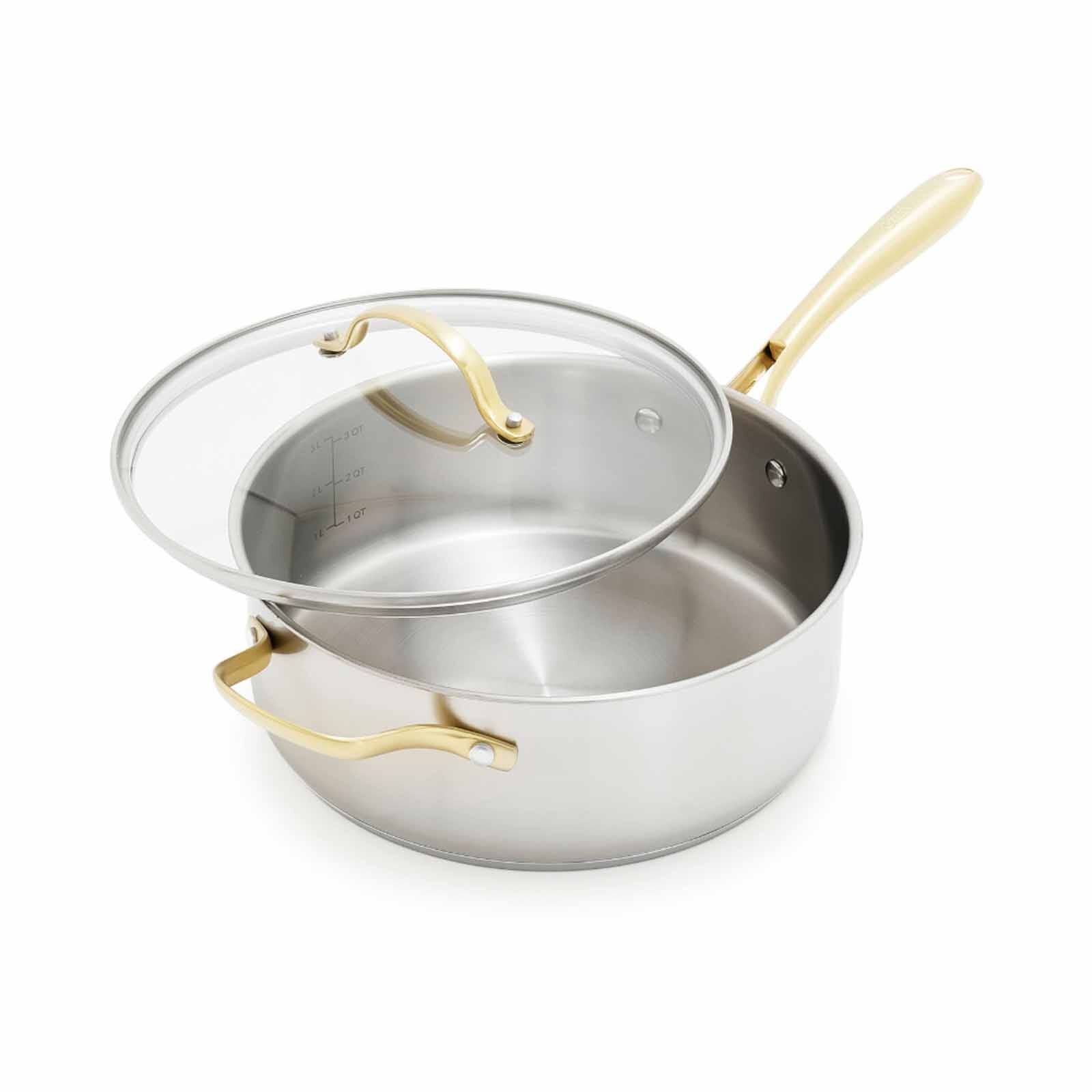 GREENPAN Swift 24cm Stainless Steel Covered Skillet GPST084681-image null