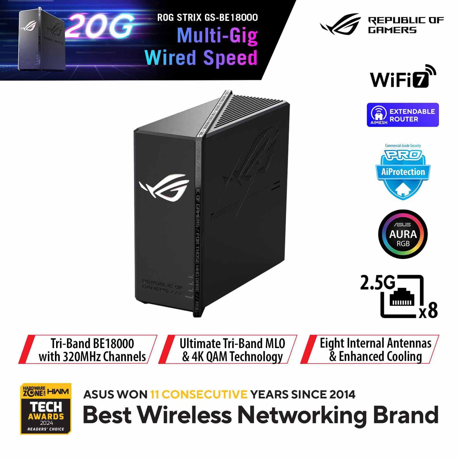 ASUS Be18000 Tri Band Wifi 7 Gaming Router GS-BE18000-image 1