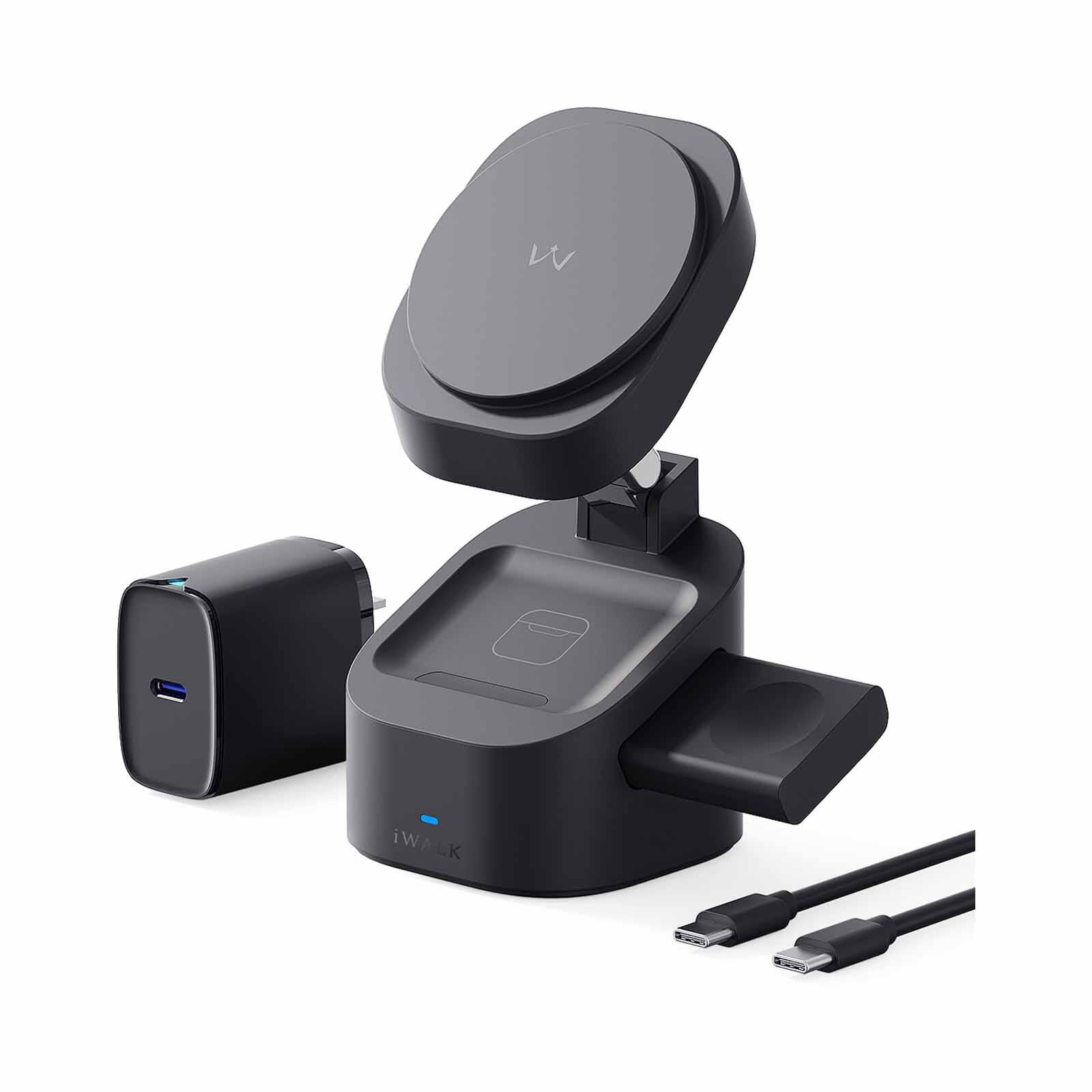 IWALK Standme Power 3-in-1 Wireless Charger Black For Iphone/watch/airpods MXS007-001A-image 3