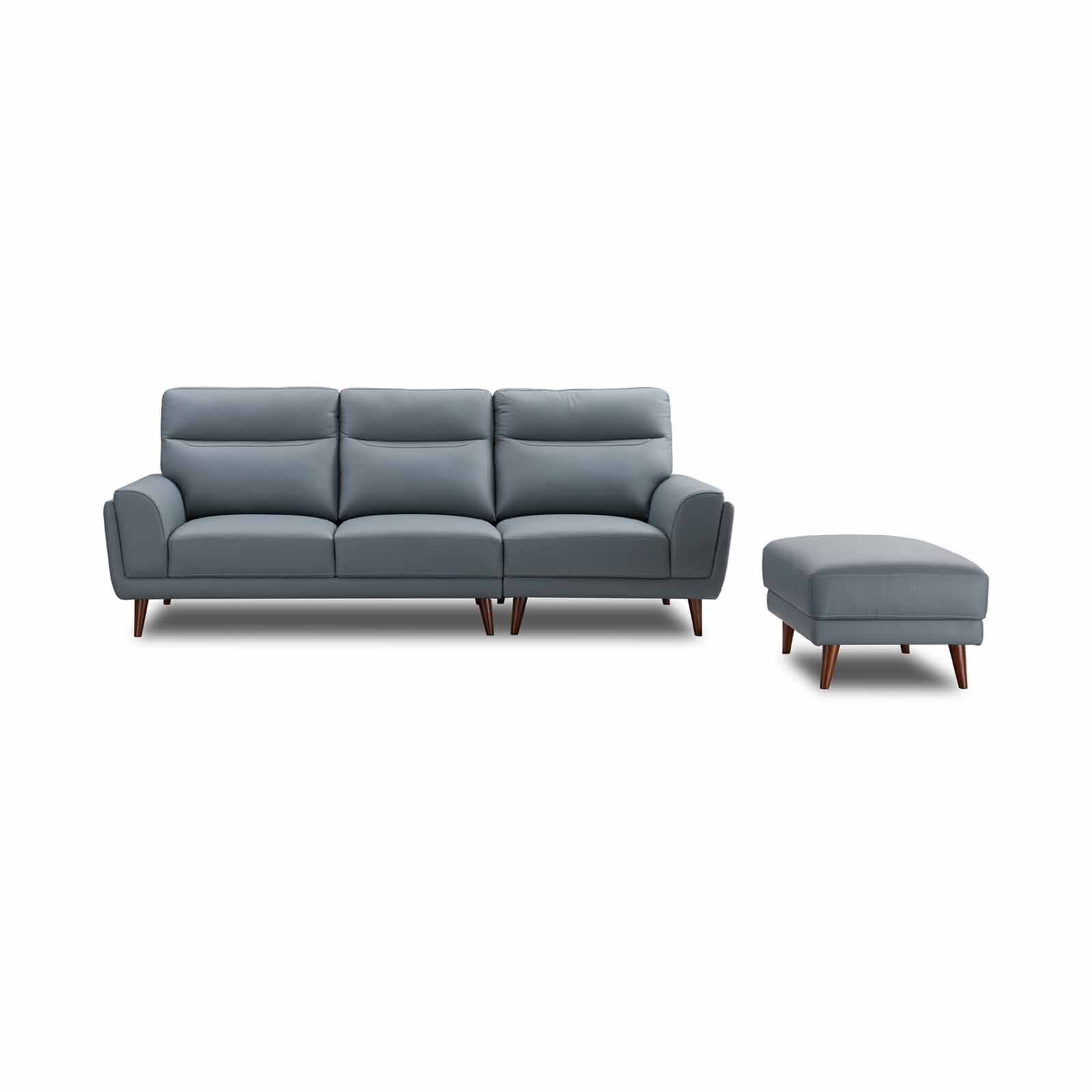 GERBRSI 3 Seater 2.5m+ottoman (hl) Cat A Bluegray Half Leather Sofa HEATHER
