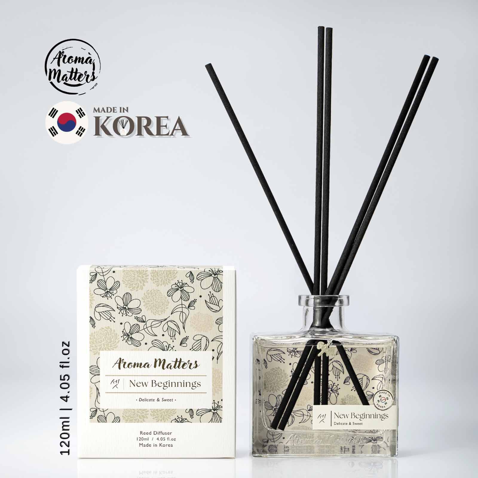 AROMA MATT New Beginnings Reed Diffuser 4.05 Fl.oz (120ml) BOTTLE120-NEW BEGINNINGS