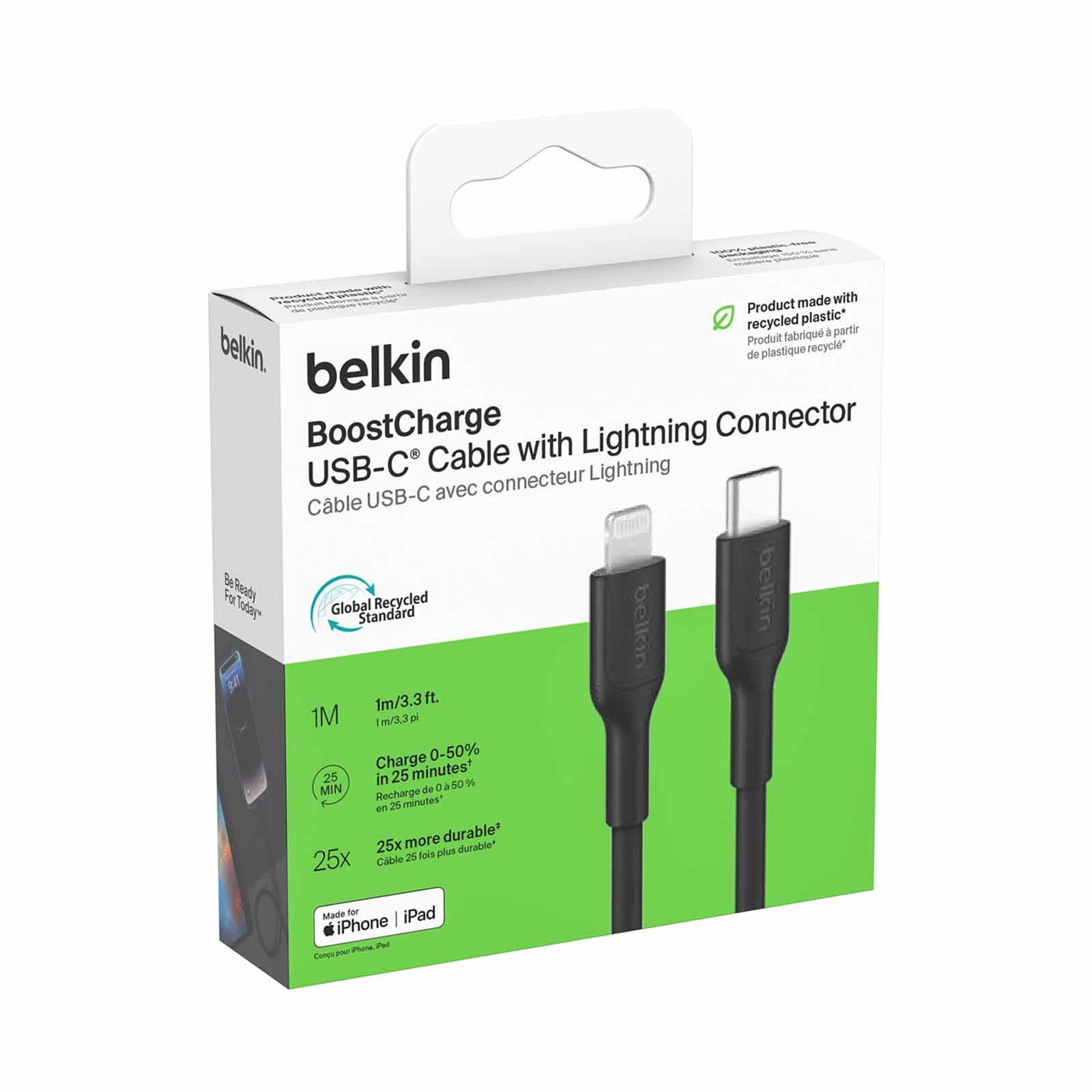 BELKIN Usb-c - Lightning Cable, Pcr, 1m, Black CAA021FQ1MBK-image 4