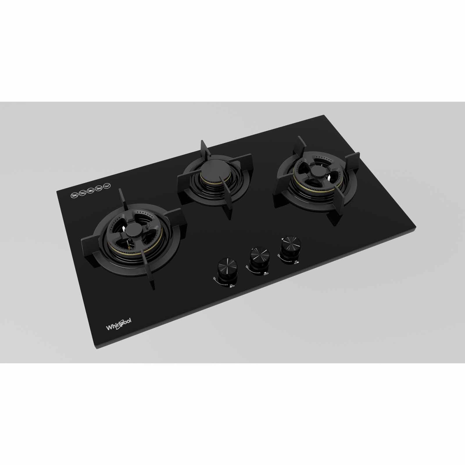 WHIRLPOOL 78cm 3 Burners Pub Gas Hob Tempered Glass Surface (exclude Installation) GWG7830TS-image 3