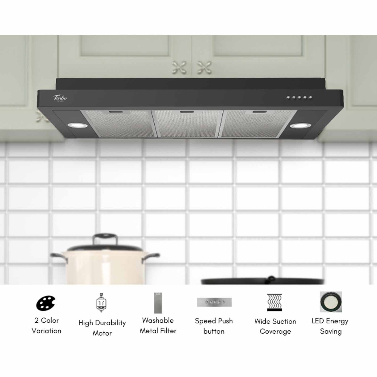 TURBO 90cm Cooker Hood With Push Button (excl. Install) TM902-SS-image 2