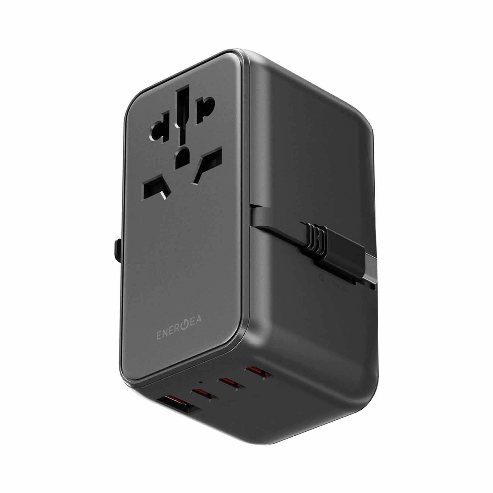 ENERGEA Travelworld Adapter Gan85 With 80cm Type-c Cable, 3c1a 85w - Gunmetal TWA-GAN85C-GUN-image 1