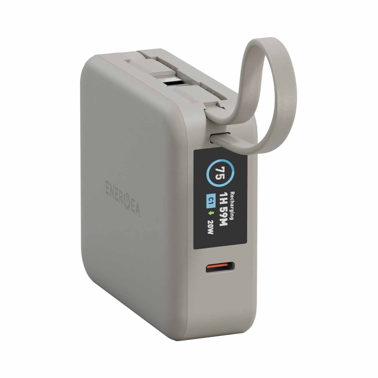 ENERGEA Magpac Mini Plus, 10000mah Magsafe Compatible Power Bank With Built-in C Cables & Display - Sand MP-MINIPLUS-SND-image 2