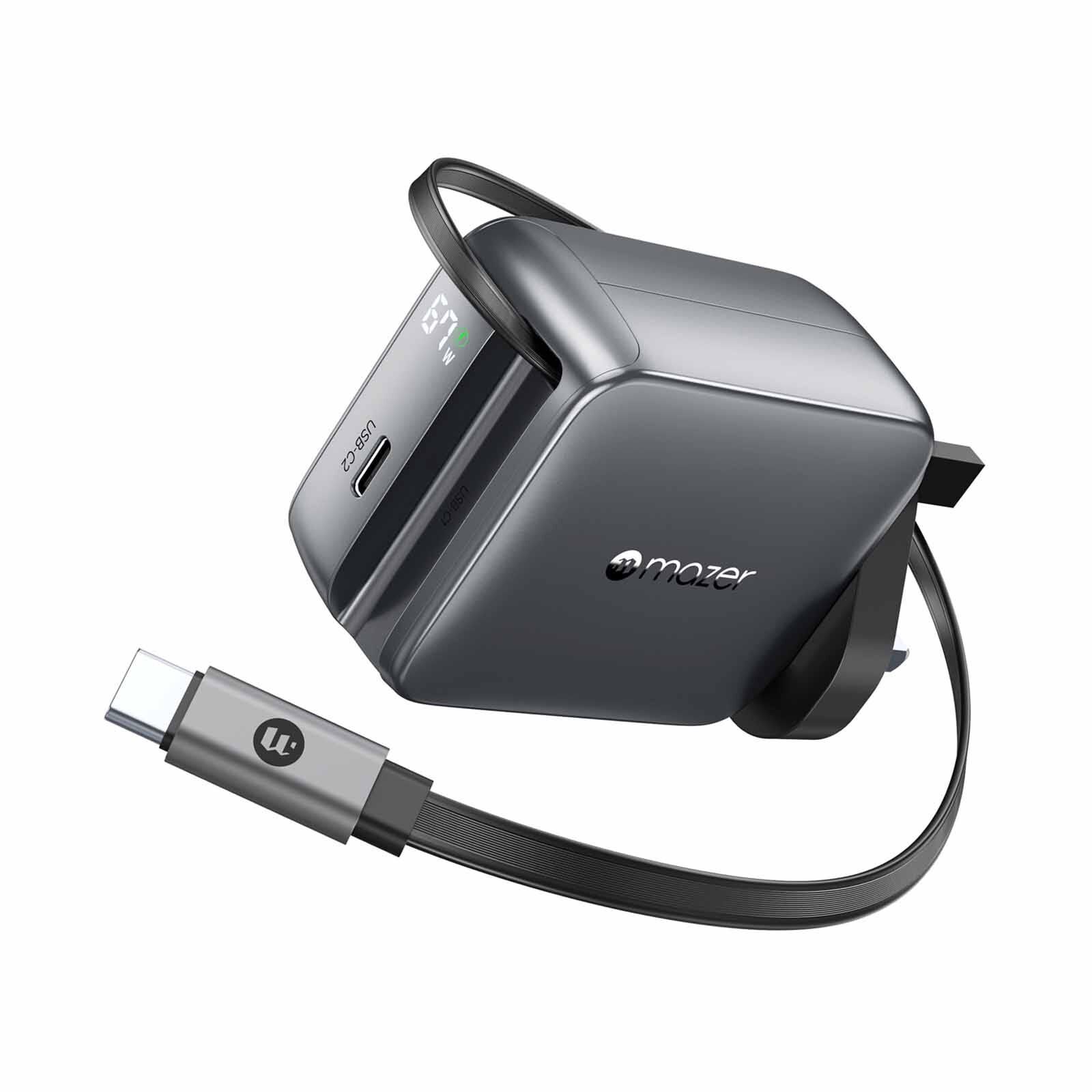 MAZER Prestigegan Pd67w Retracble-c 70cm+1c W Us+uk Travel Charger-blackgrey M-G67W-R6-BG-image 5