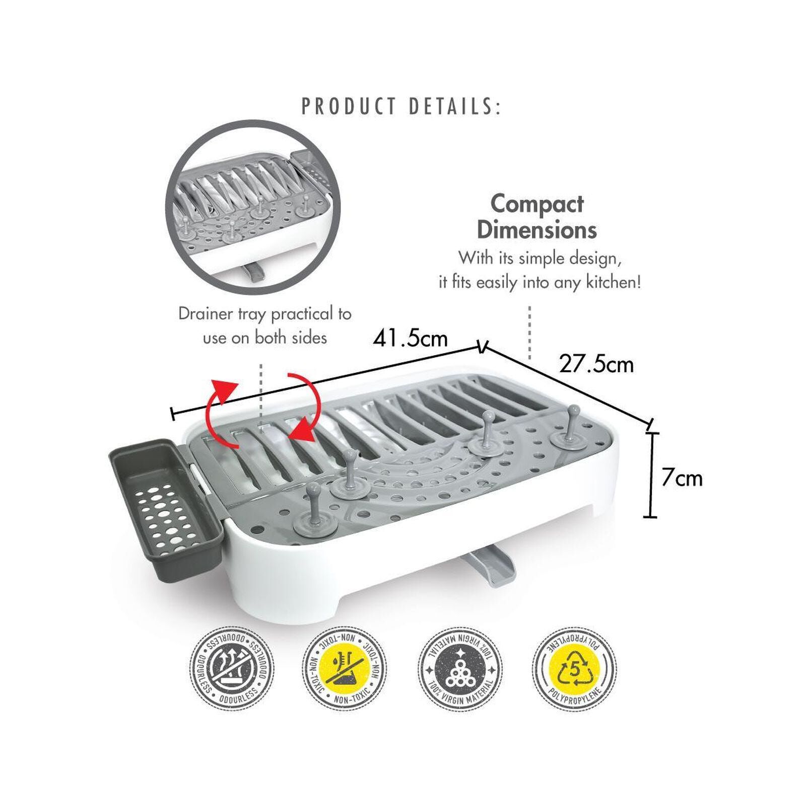 HOUZE Dish Drainer (grey) OKN-3852-image 2