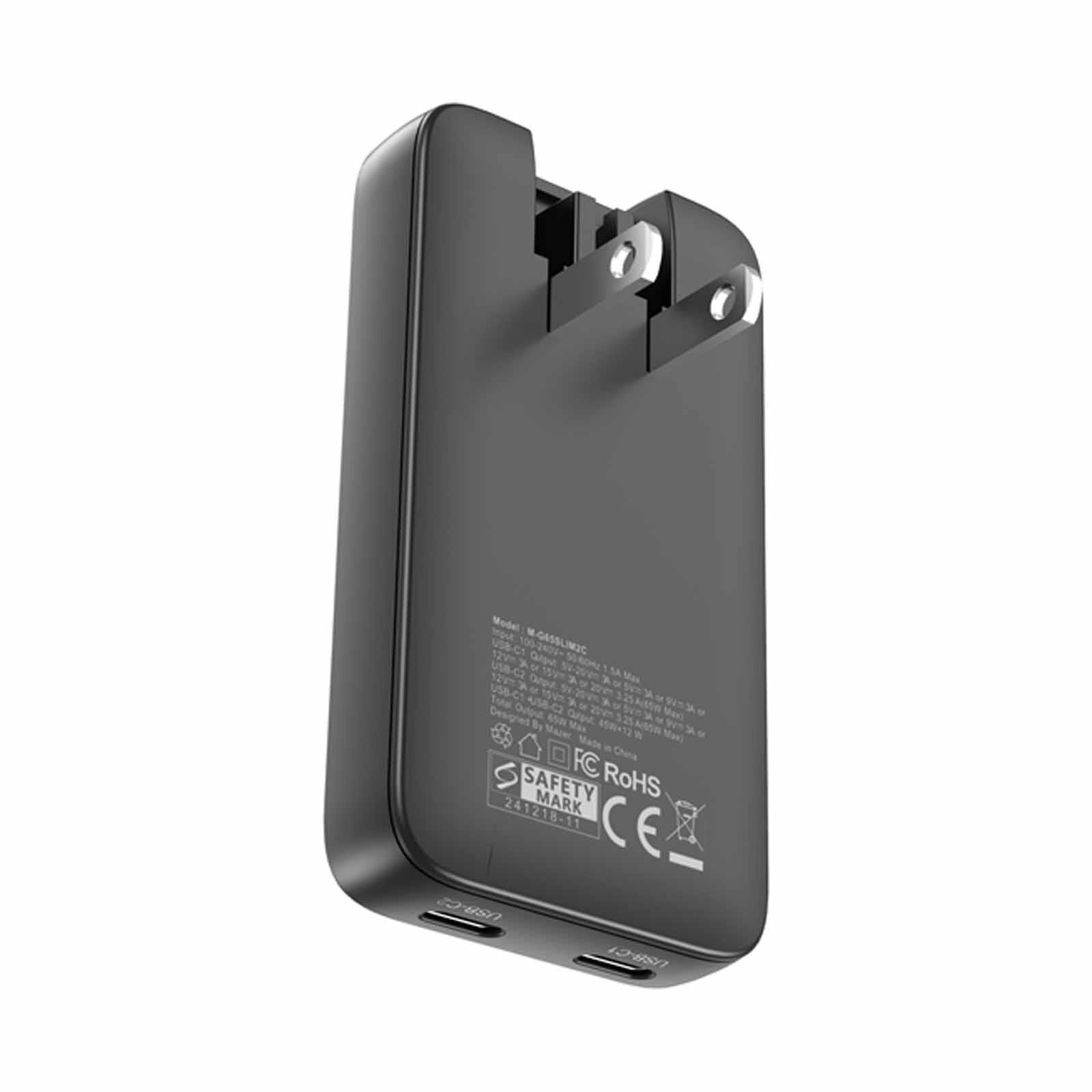 MAZER Prestigegan Pd65w 2c With Travel Plugs - Black M-G65SLIM2C-BK-image 12