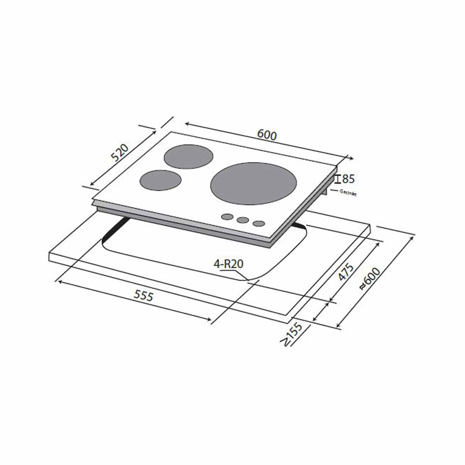 MAYER 60cm 3 Burner Gas Hob - Glass Black (lpg/pub) (exclude Installation) MMGH360HI-image 3