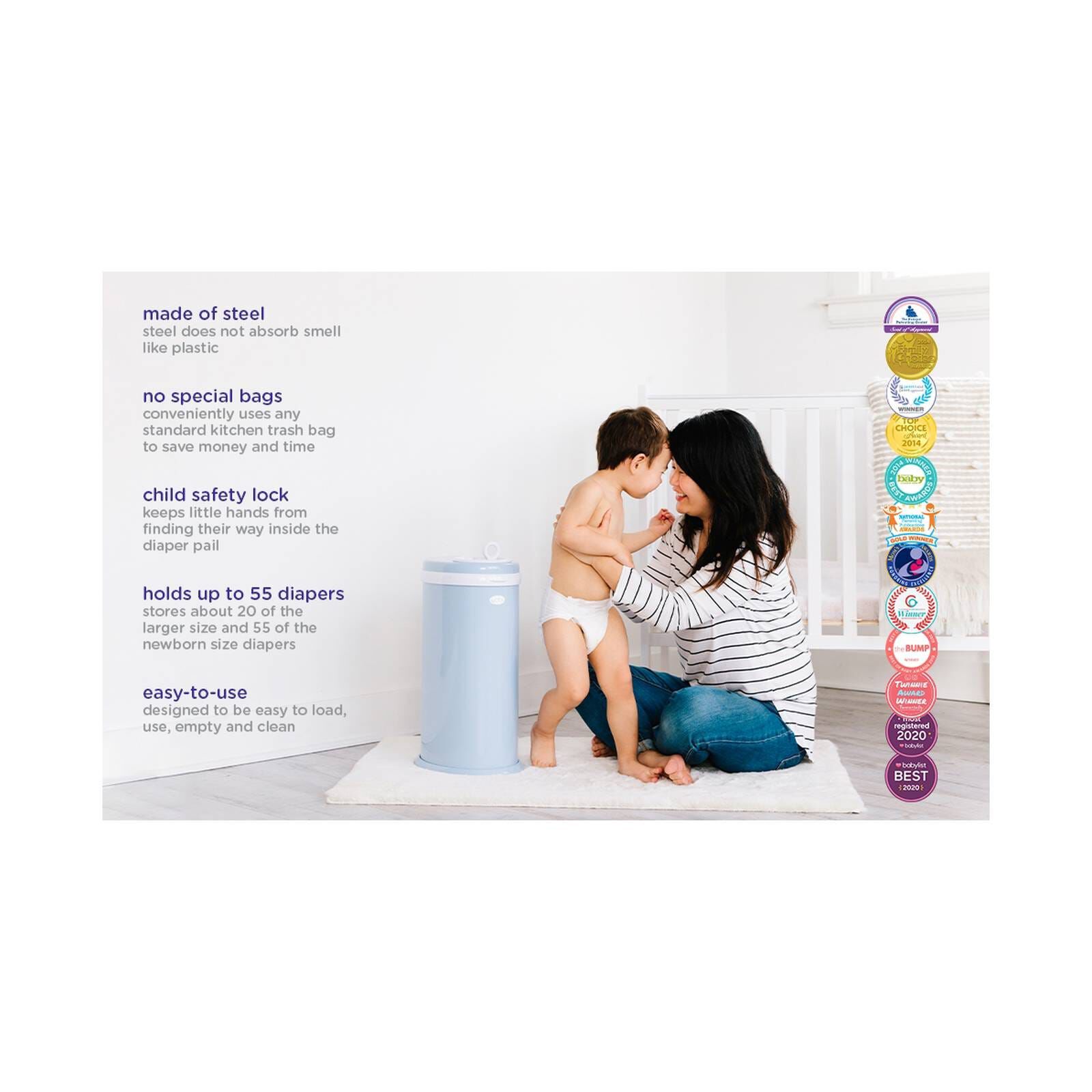 UBBI Ubbi Nappy Pail - Cloudy Blue NAPPY-image 5