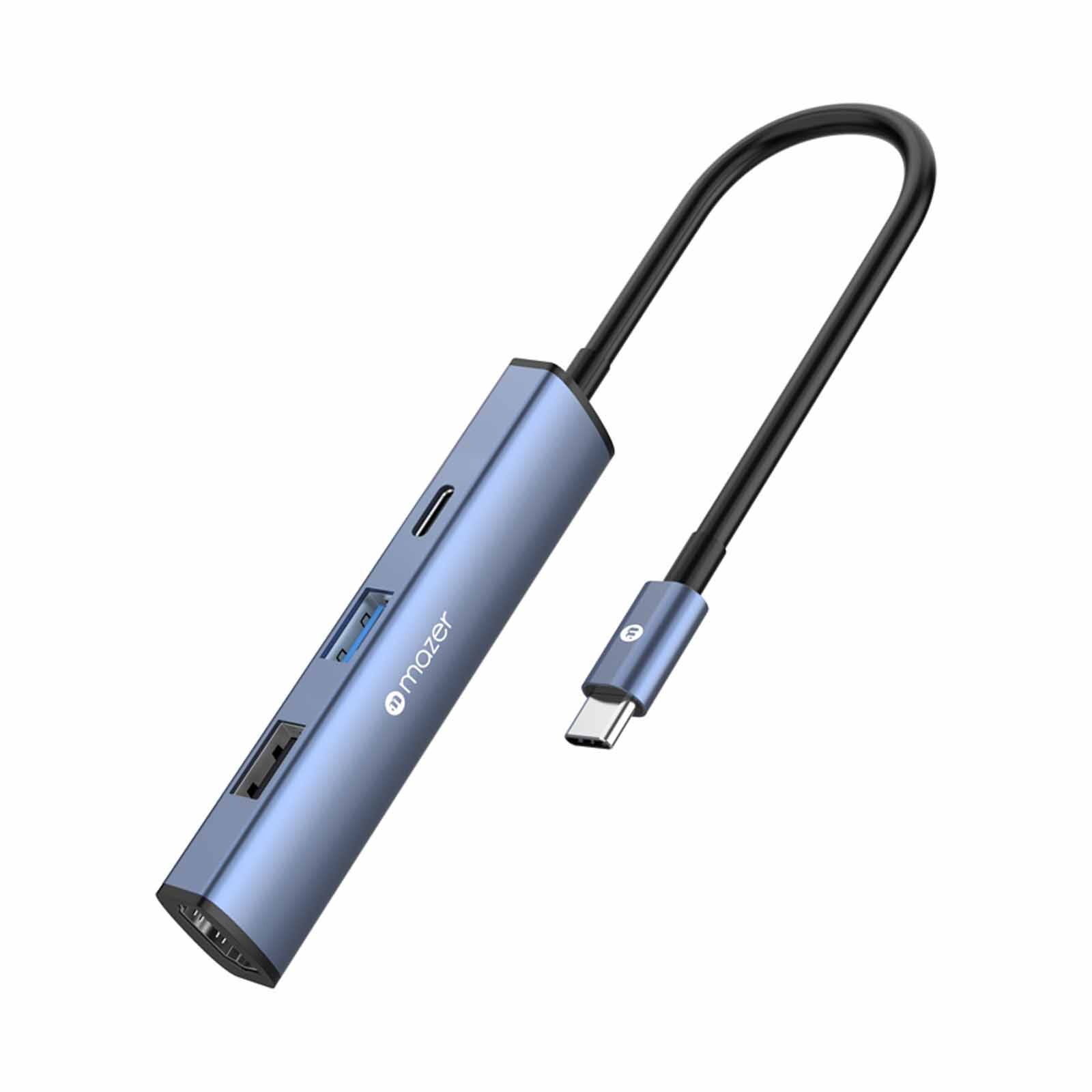 MAZER Infinitehub 4in1 Usb-c To Hdmi 4k/30hz + Usb-a X2 + Usb-c Pd100w Charging Hub - Indigo M-HUB51-IG