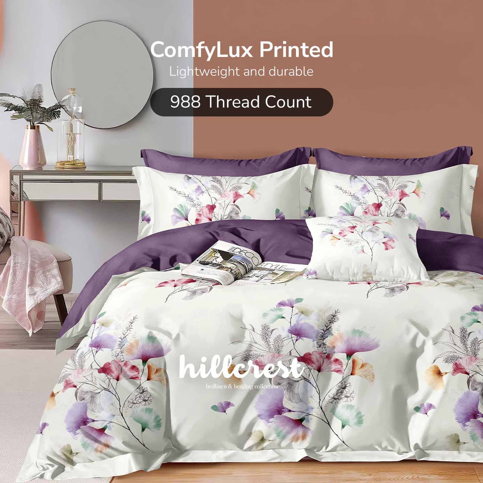 HILLCREST Comfylux Printed 988tc No Quilt Cover - Violet King Fitted Sheet( Oe ) 6833 I K I FS I VIOLET-image 1