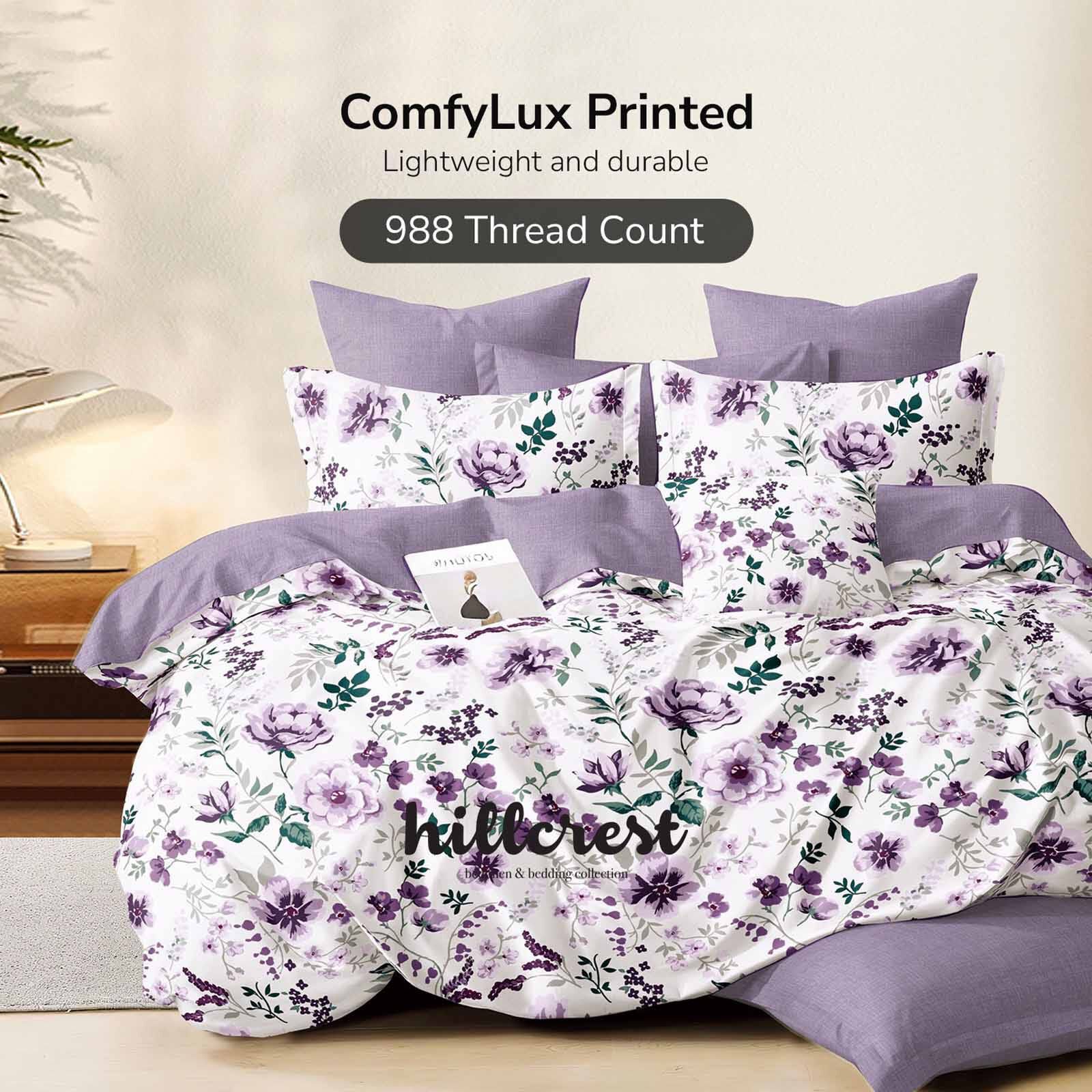 HILLCREST Hillcrest I Comfylux Printed 988tc I Amethystbloom Queen Fitted Sheet ( Oe ) 7469 - A I Q I FS I AMETHYSTBLOOM-image 1