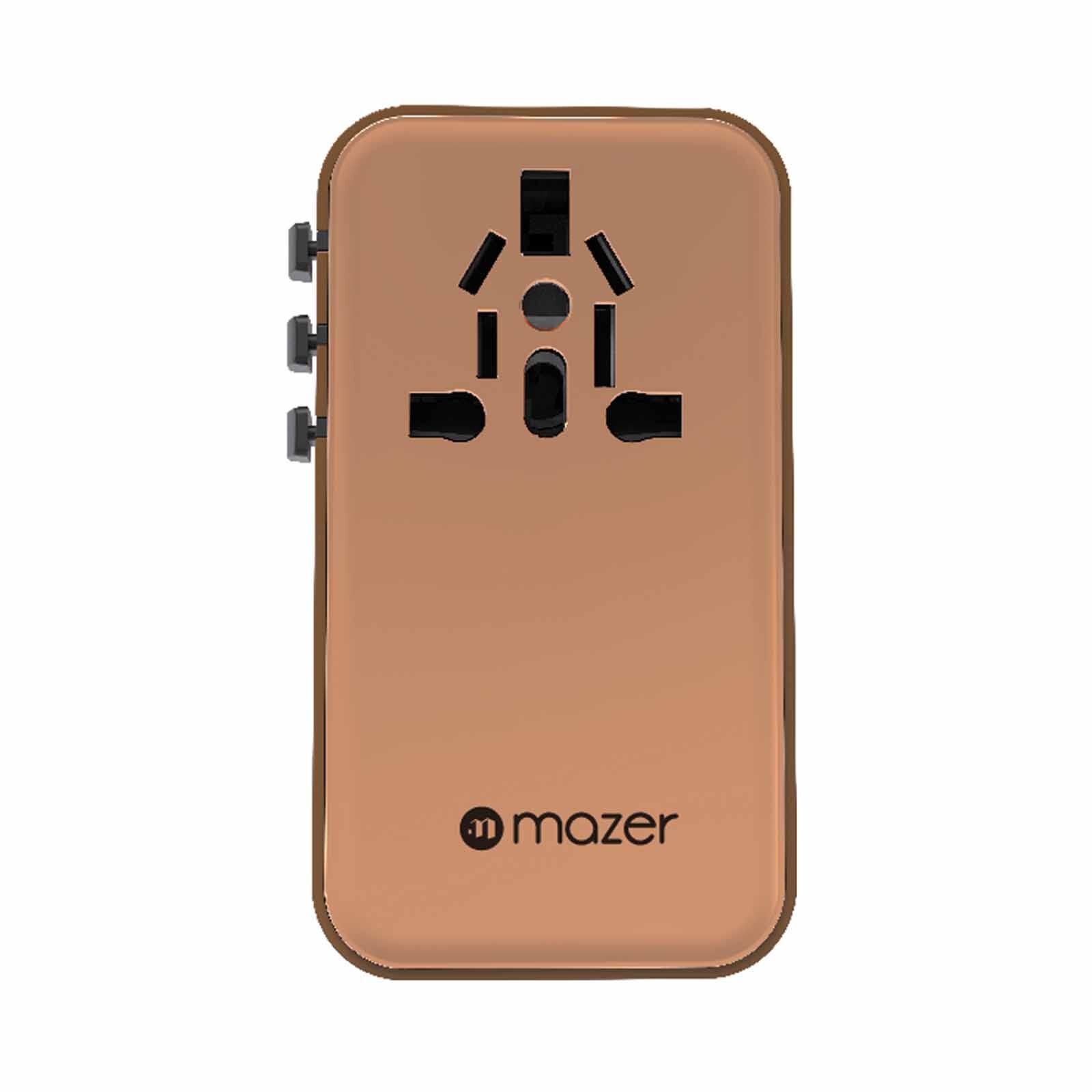 MAZER Infinitetravel Gan Pd3.1 160w 3c+1a+1ac Socket/100-240v/10a World Travel Charger-desert Titanium M-IFTRAVEL1160PD-DT-image 1