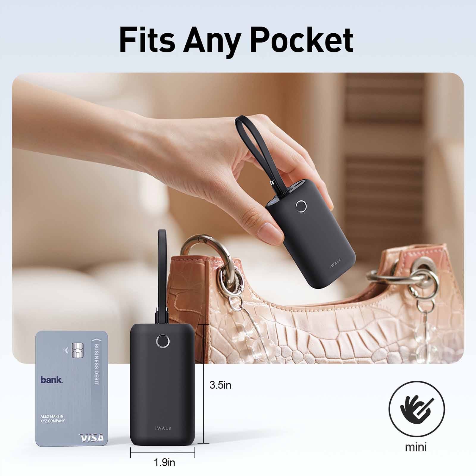 IWALK Powermini Built-in Cable, 22.5w Usb-c Fast Charging Powerbank (10,000mah) Black UBP001-001A-image 3
