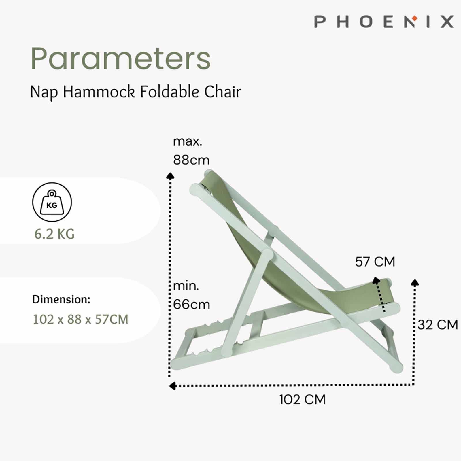 PHOENIX Nap Hammock Foldable Chair Green Ipanema NAP-image 6
