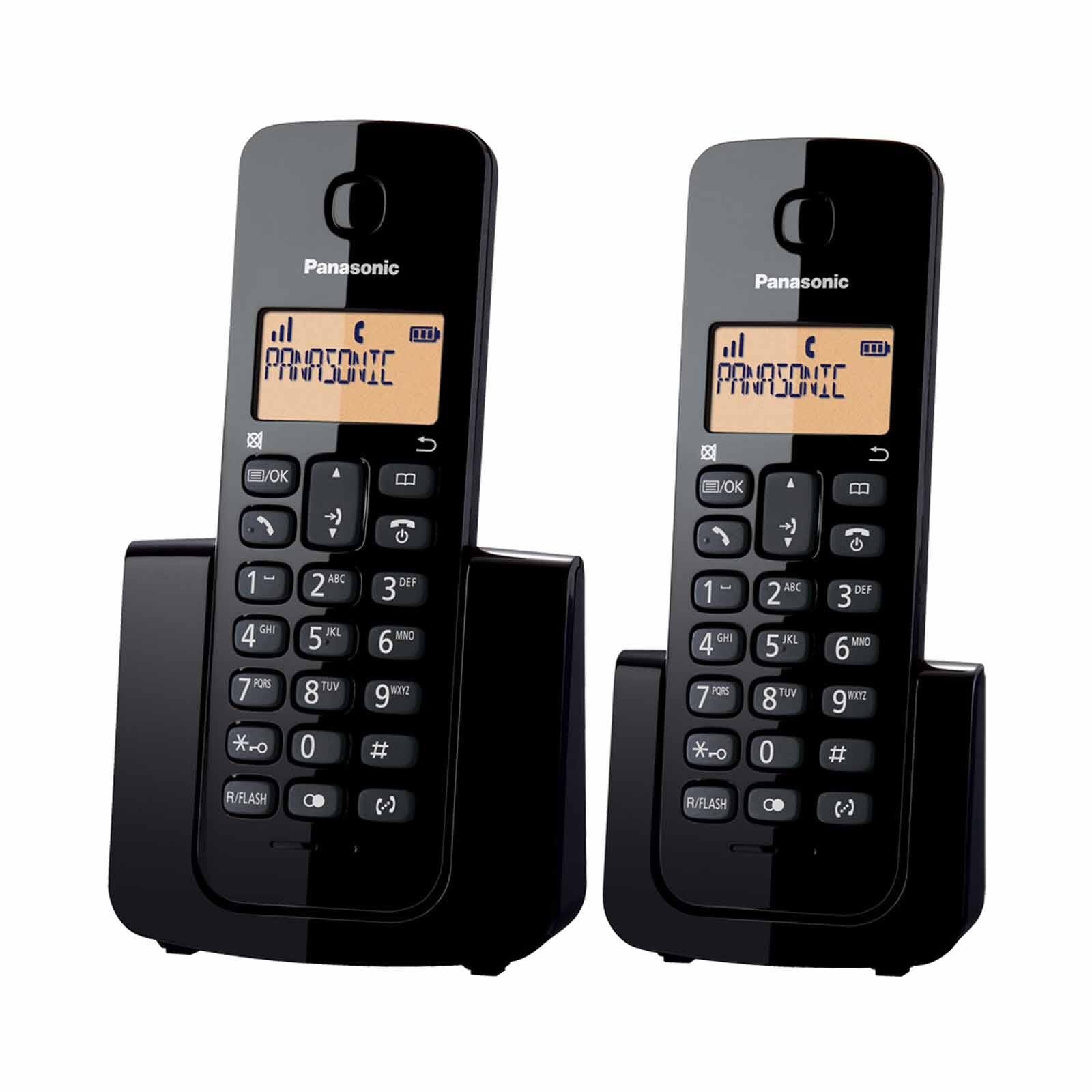 PANASONIC Twin Dect Phone Amber Backlit Display KX-TGB112CXB - (BLACK)