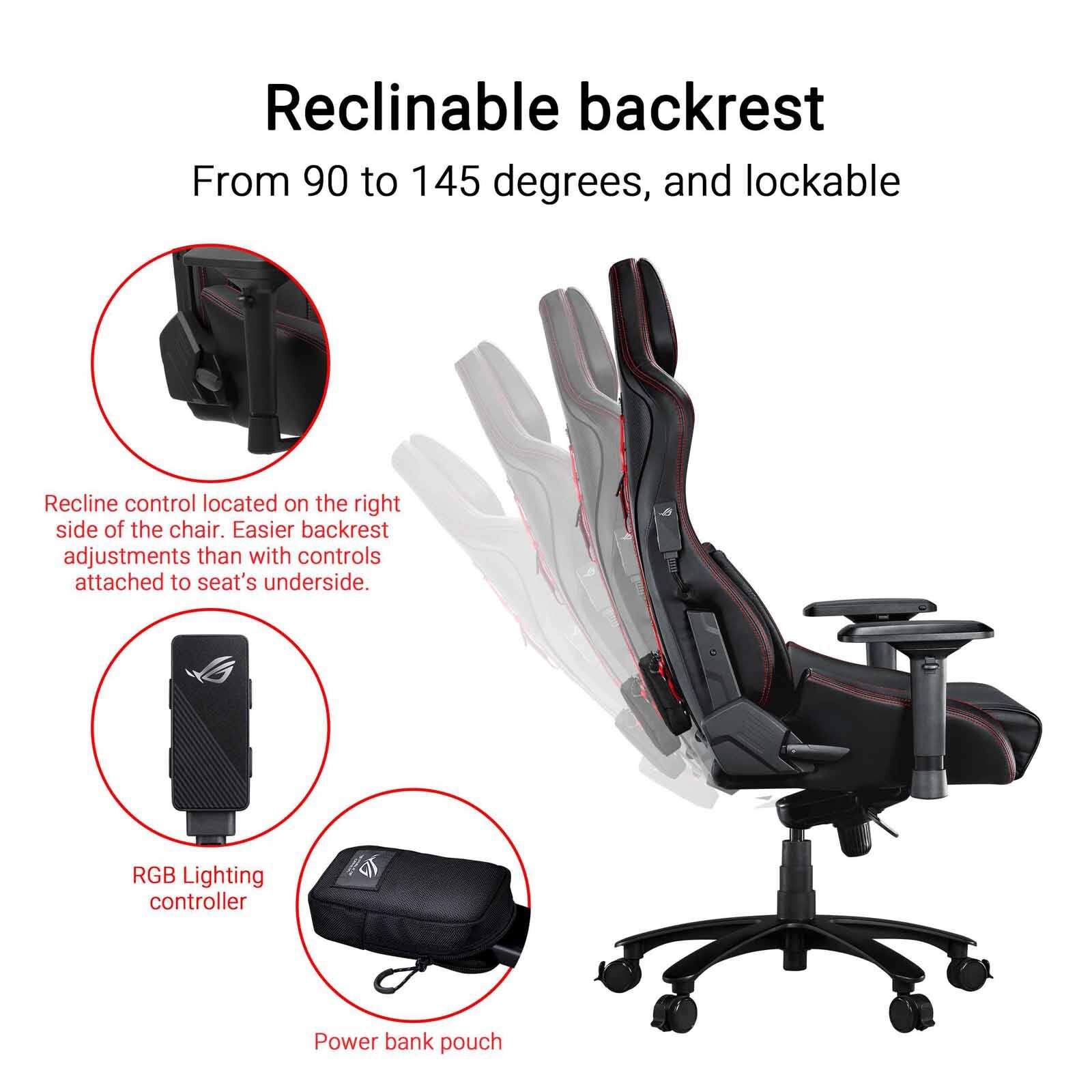 ASUS Rog Chariot X Rgb Gaming Chair - Black (exclude Installation Charges) SL301 ROG CHARIOT X BLACK-image 10