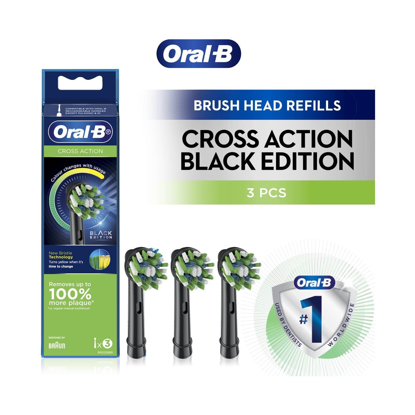 ORAL-B Refill - Cross Action (blk) 3pc EB 50BRB-3-image 2