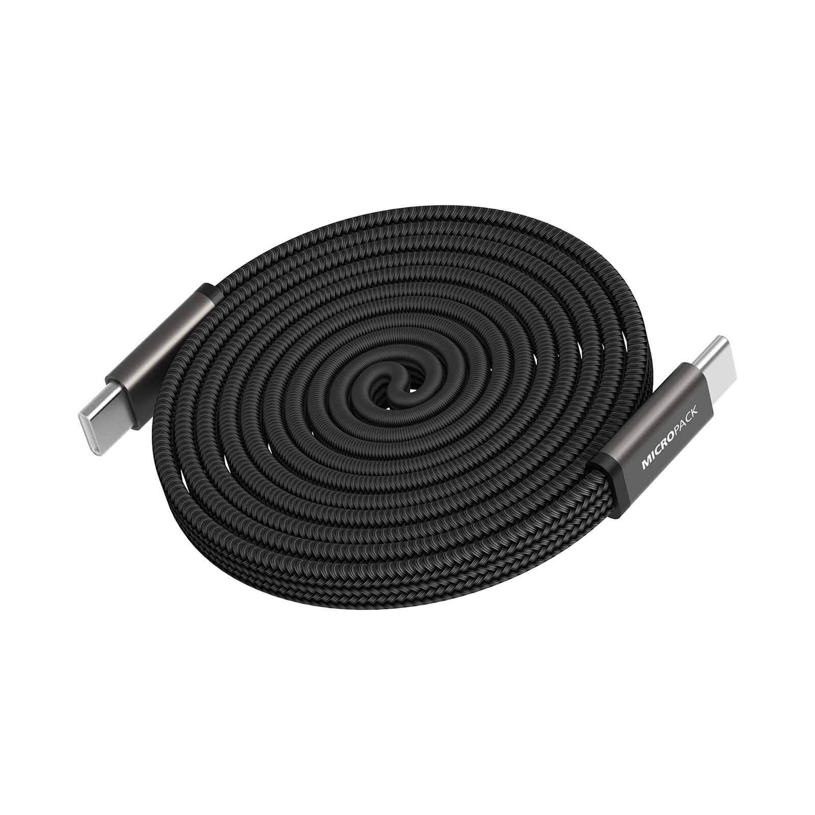 MICROPACK 240w Magneticsoft Braided Usb-c Fast Charging Cable - Black MC-C240M-BK-image 3