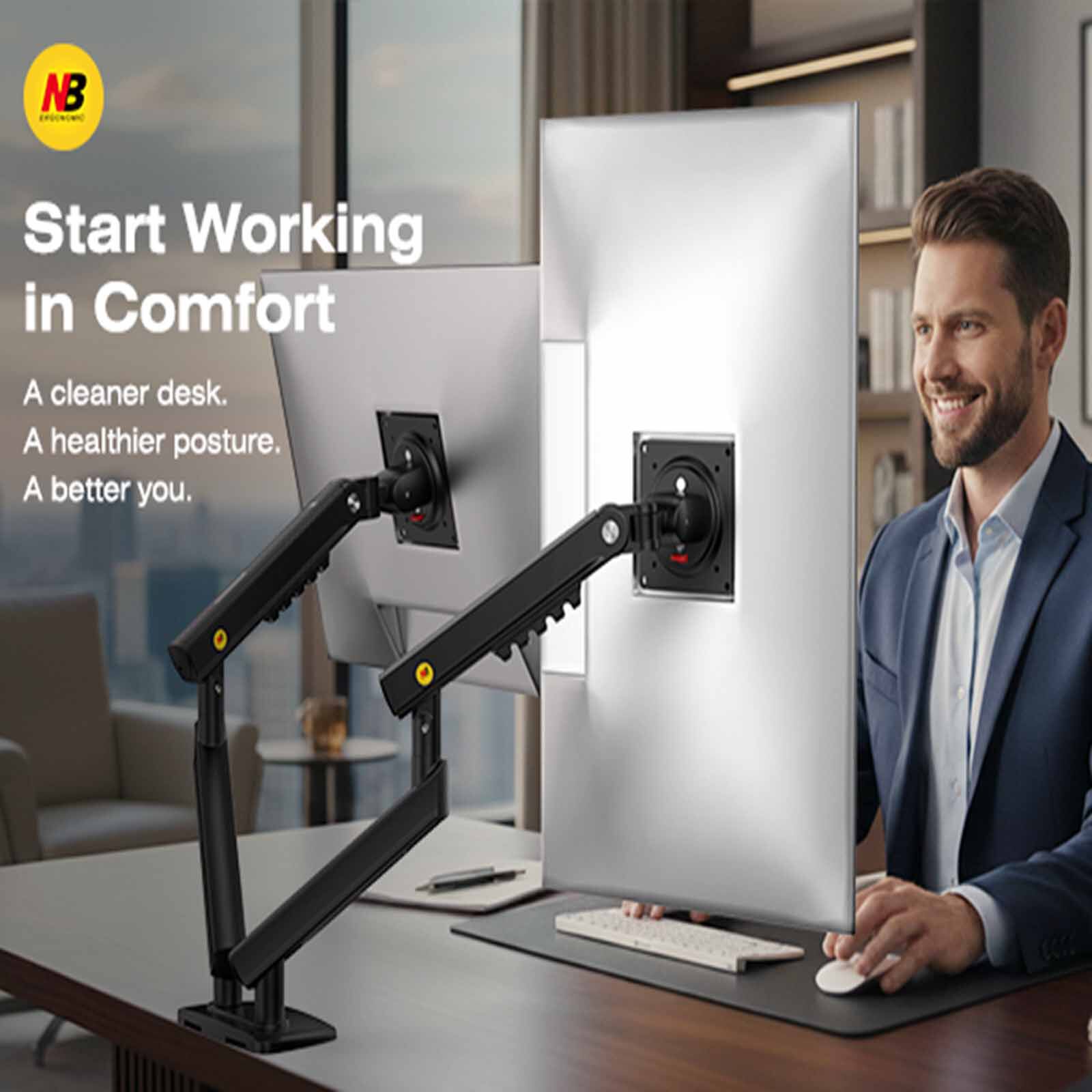 NORTHBAYOU Monitor Arm Fits 17-32 Inches, Hold 2-9 Kg Vesa 75 X 75 / 100 X 100 A5C - BLACK-image 5