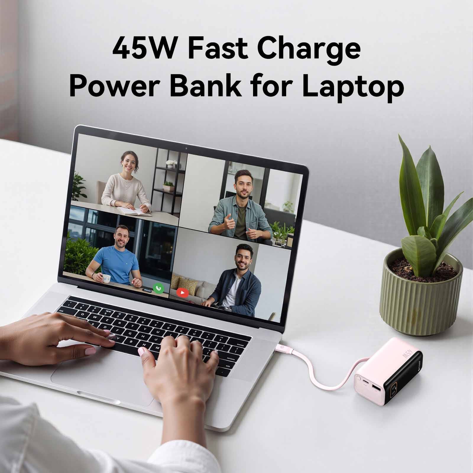 MAZER Powercharge Rlink 10,000mah/pd45w With Built-in Retractable C-cable Powerbank - Pink M-AI-PC45R10-V7-PK-image 9