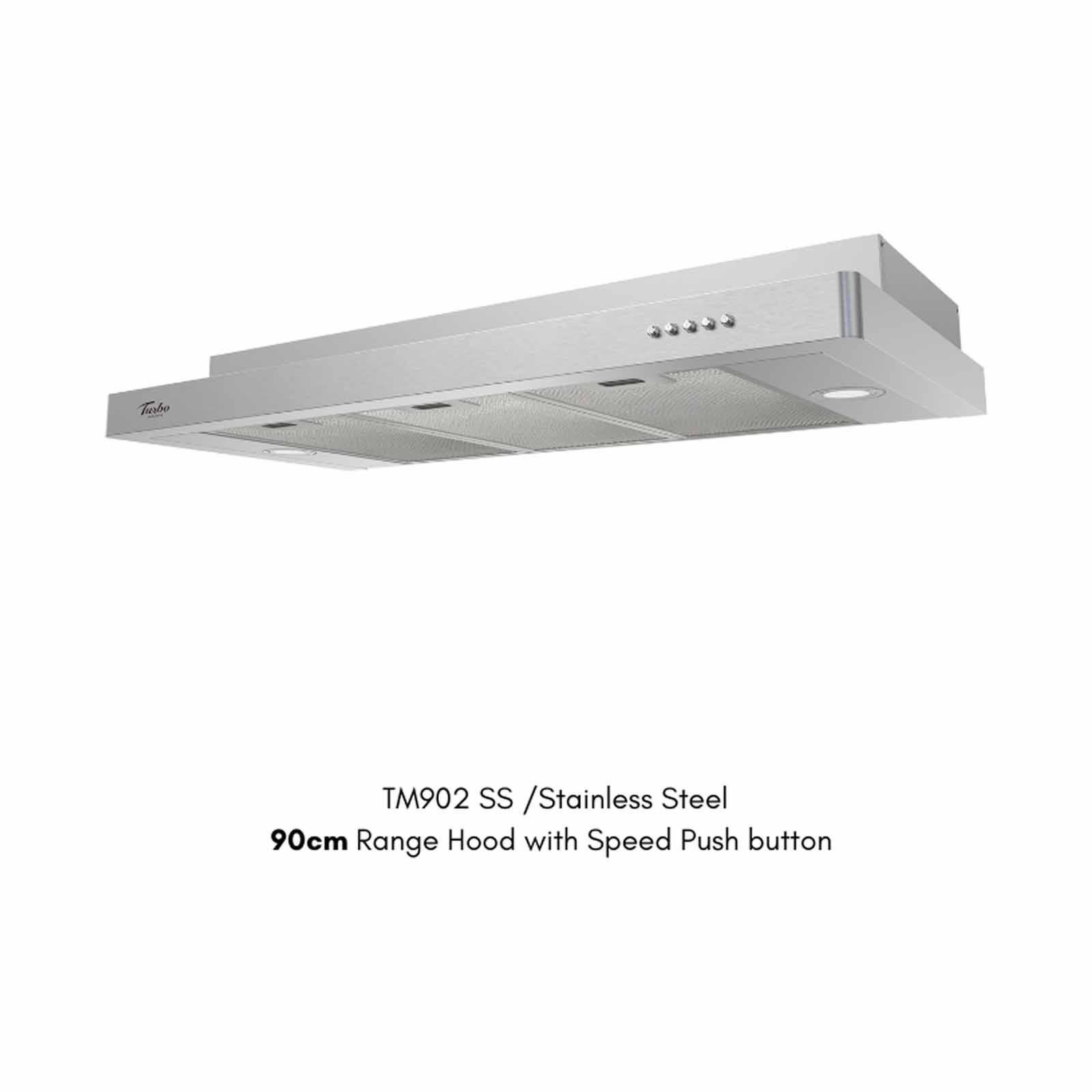 TURBO 90cm Cooker Hood With Push Button (excl. Install) TM902-SS-image 1