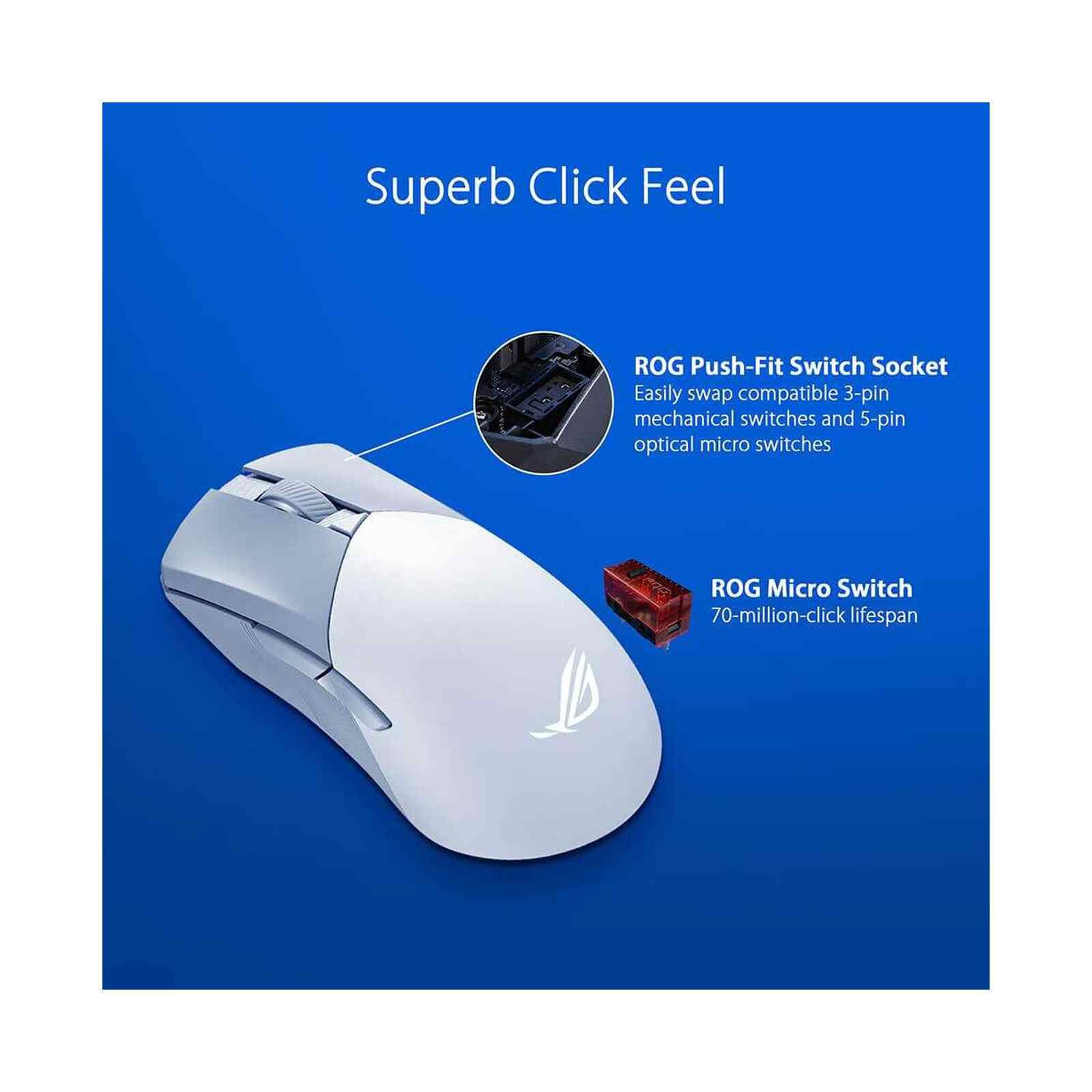 ASUS Rog P711 Gladius Iii Wireless Aimpoint Gaming Mouse - White ROG GLADIUS III WIRELESS AIMPOINT WHITE-image 2