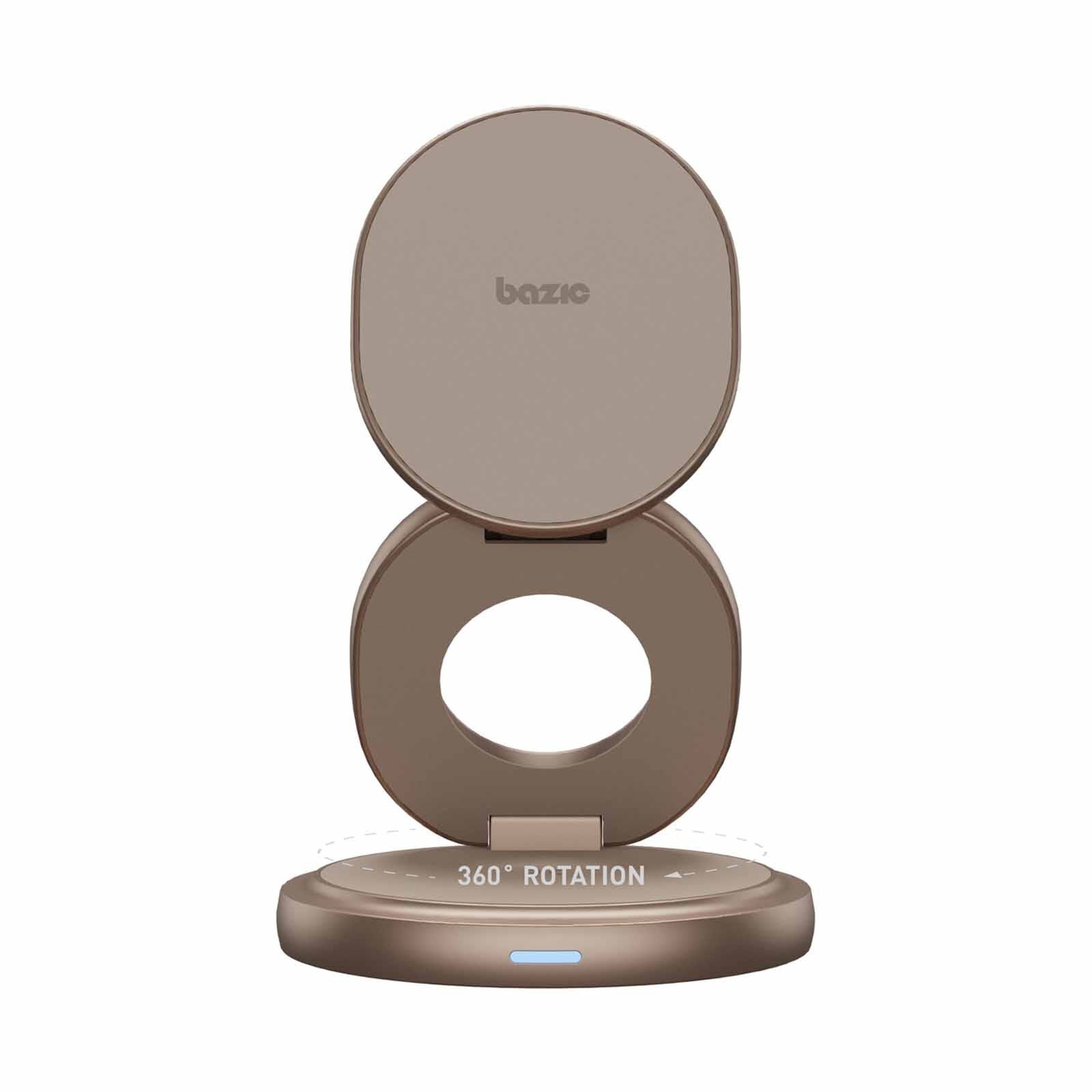 BAZIC Gomag Gyre, 360 Rotating Base 3 In 1 Wireless Charger With Apple Watch And Airpods Charging - Gold GM-GYRE360-GLD-image 1