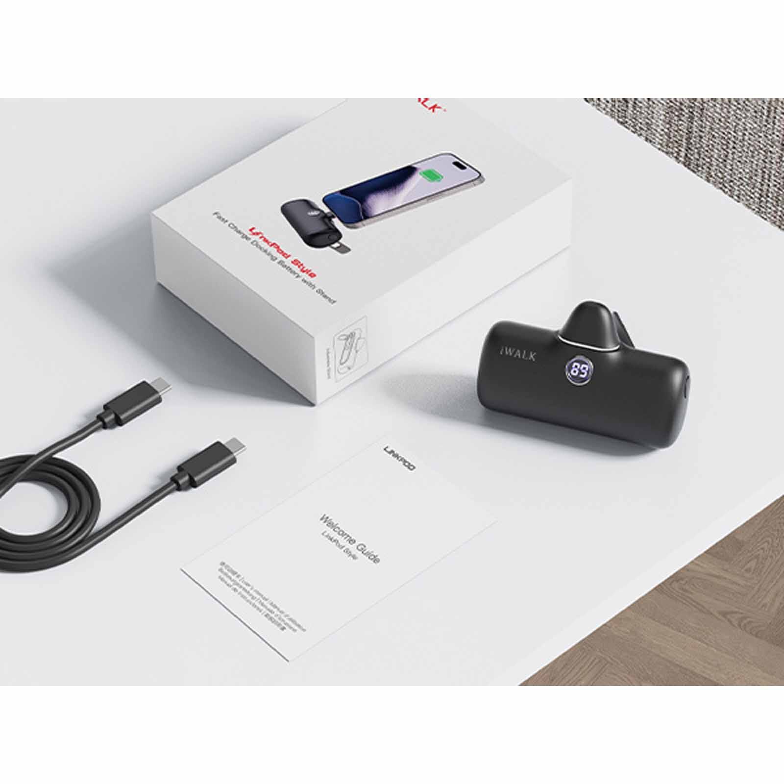 IWALK Linkpod Style Powerbank W/foldable Stand (5000mah) Type-c Black LPS001C-001A-image 5