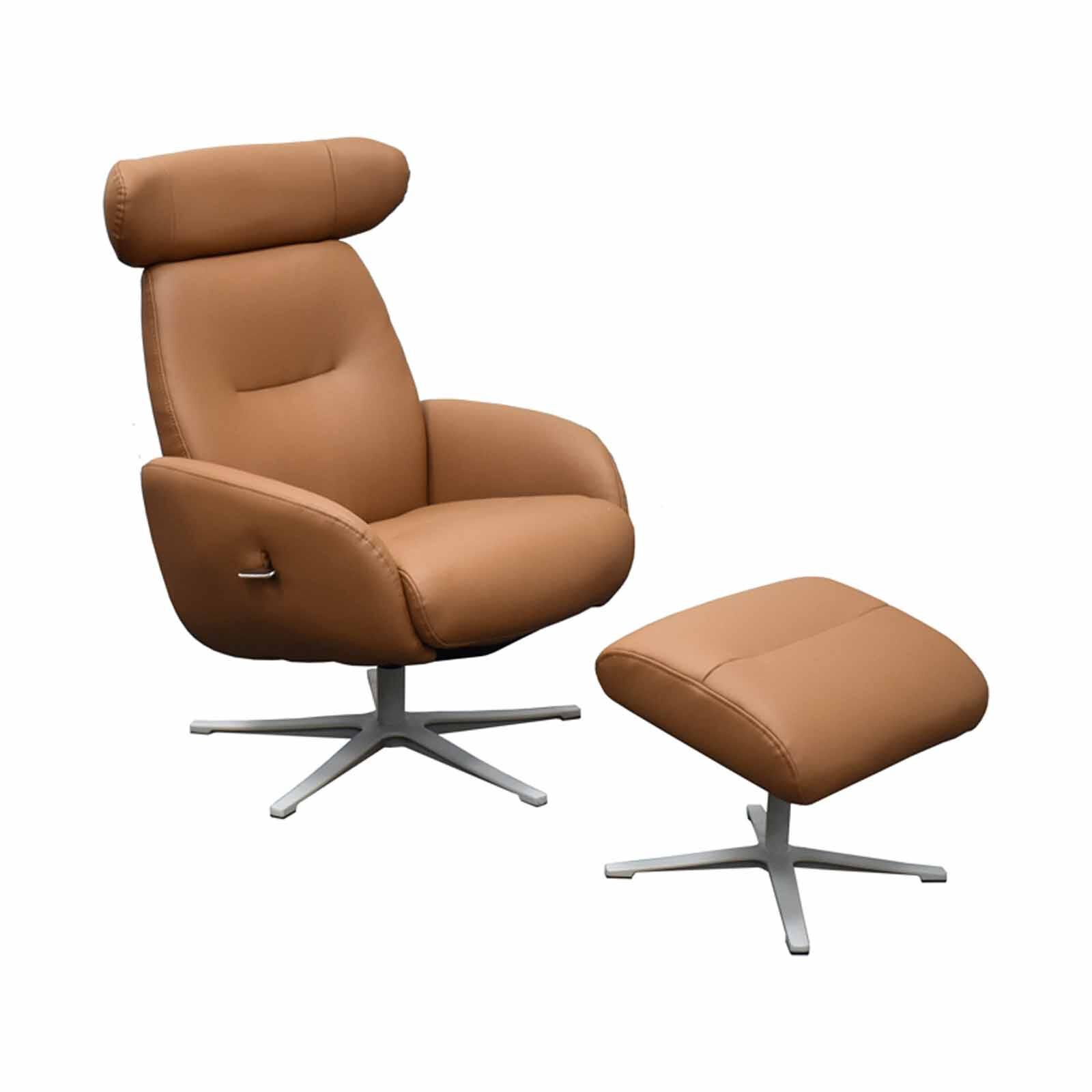 Recliner Chair W Ottoman (sl) Brown Simulated Leather ANIKO-image 3