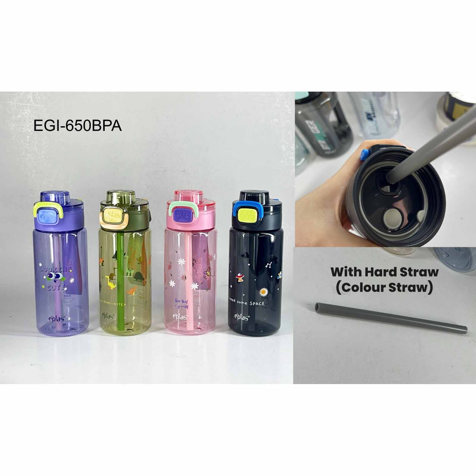 EPLAS Candy Crush One-touch Open Water Bottle With Prints (650ml) - Purple/lemon EGI-650-image 3