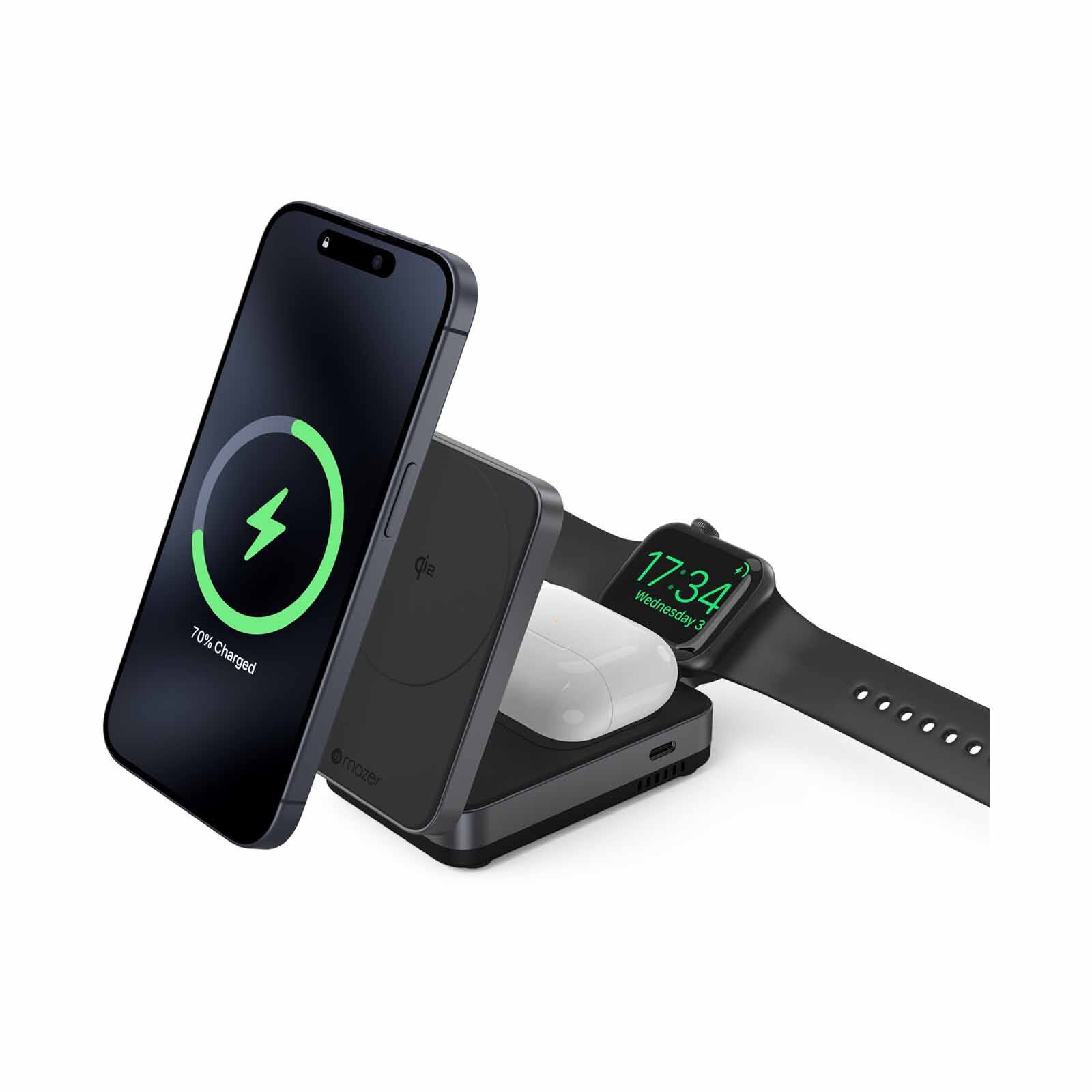 MAZER Qi2 Certified 23w Foldable 3in1 Wireless Charger - Black M-QI2-MAGFOLD05-BK-image 8