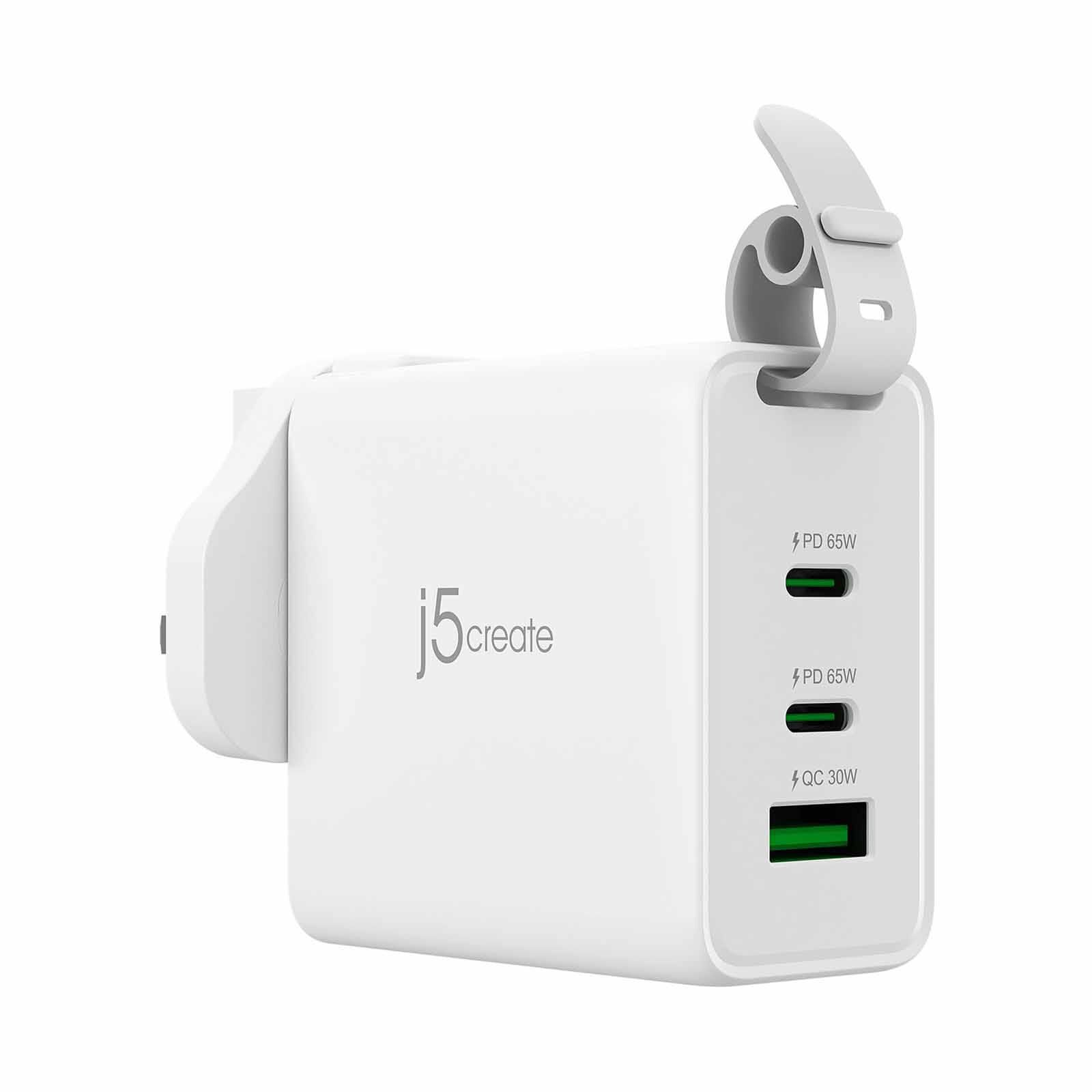 J5CREATE 65w Gan Usb-c 3-port Traveler Charger With Changeable Ac Plugs And Usb-c Cable JUP3565CV