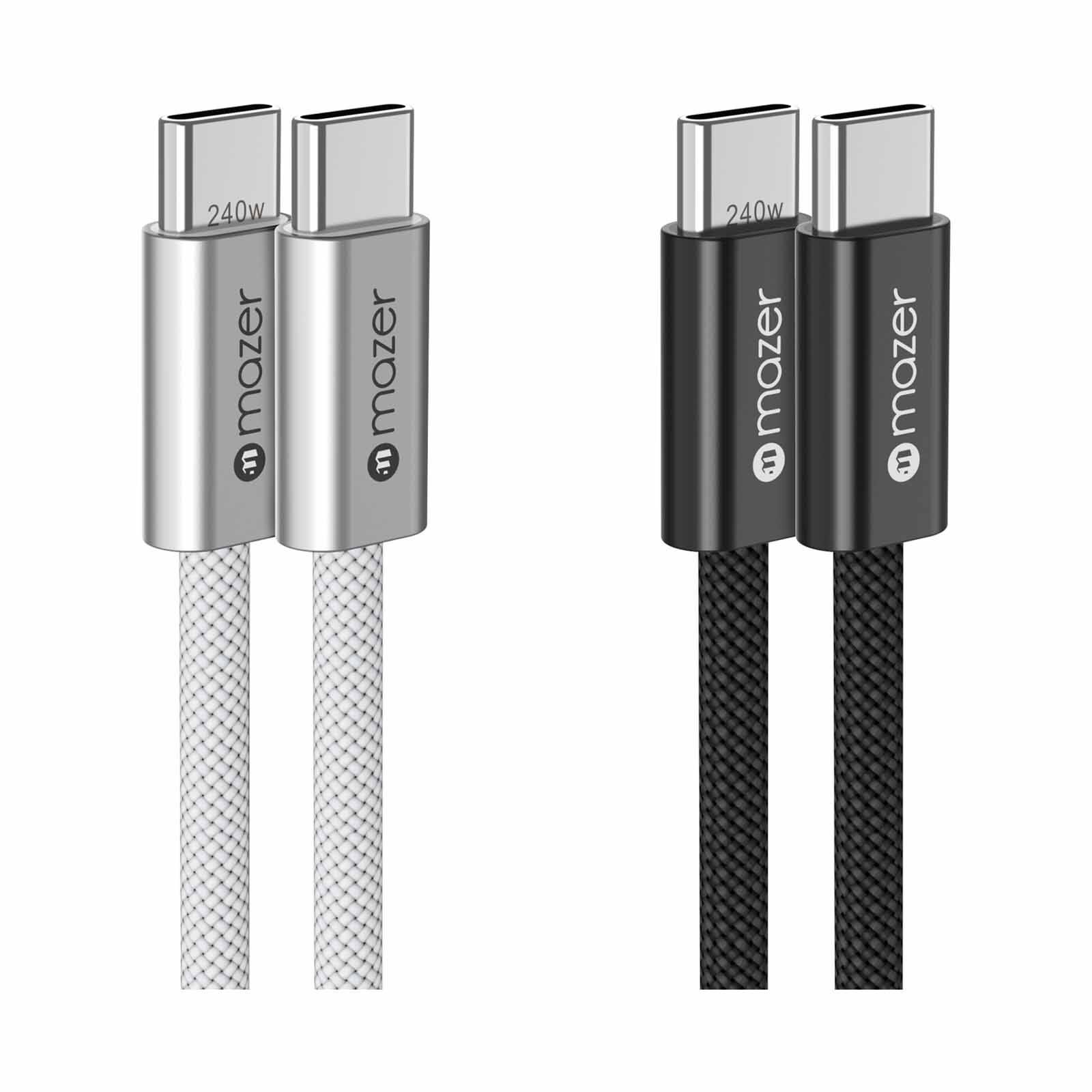 MAZER Infinitelink Flex2 2pcs/pack 240w 1m Usb-c Cable Combo-blackwhite M-FLEX2-COMBO1-BW