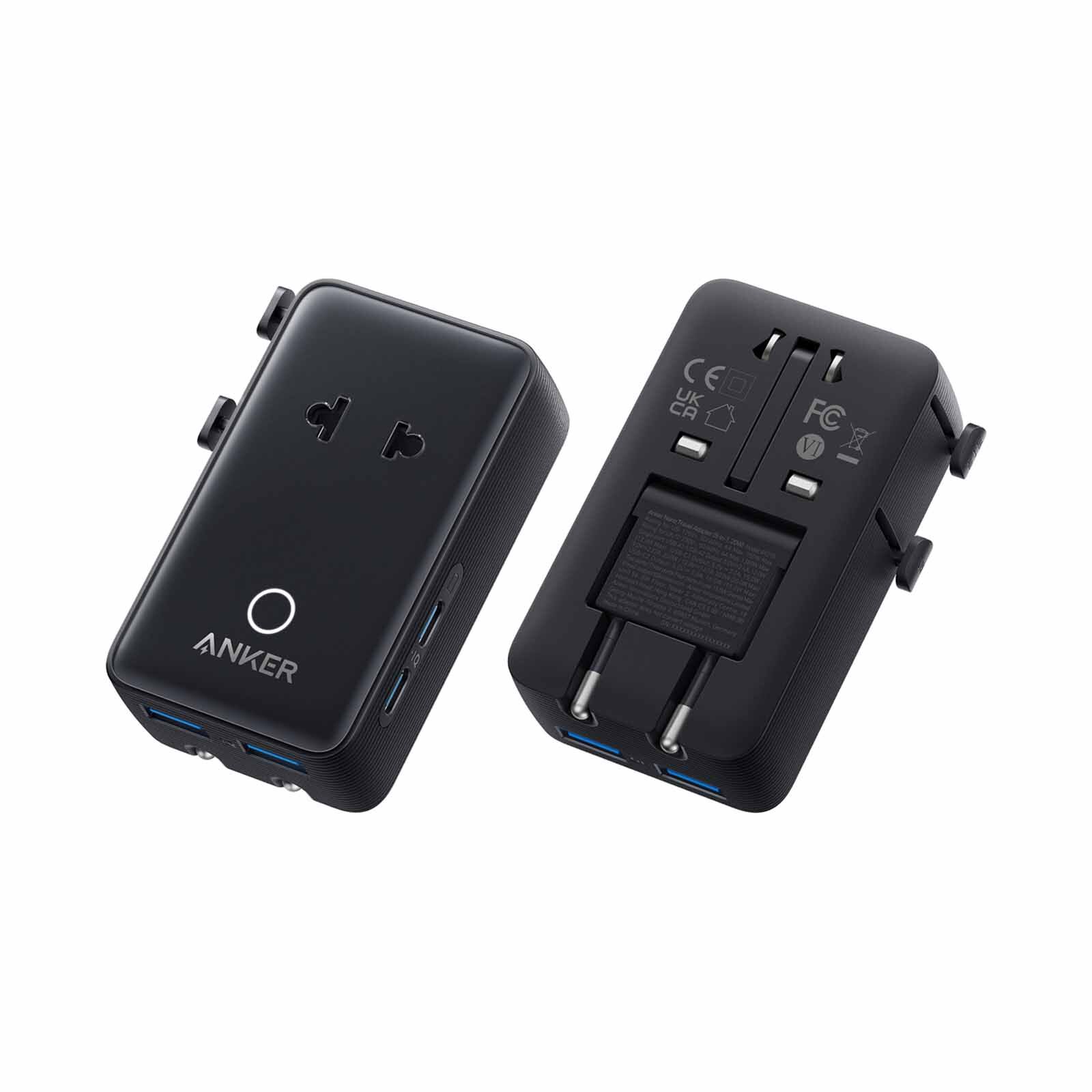 ANKER Nano 5-in-1 Travel Adapter 20w 2c+2a Travel Charger A9215 - Black A9215H11-image 2