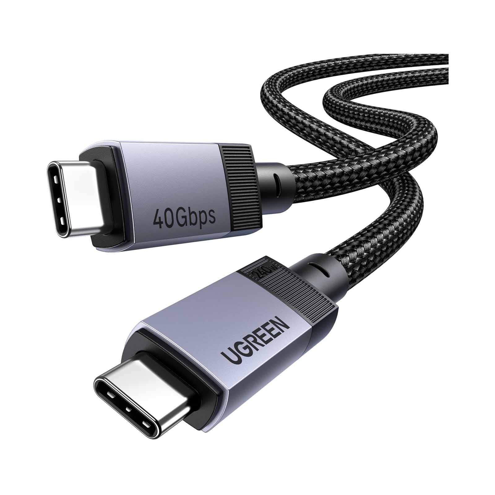 UGREEN 240w Usb-c To Usb-c Cable, Gen4.0, 40gbps, 1m (aluminum Shell Braided Model) - Gray 65175-image 3