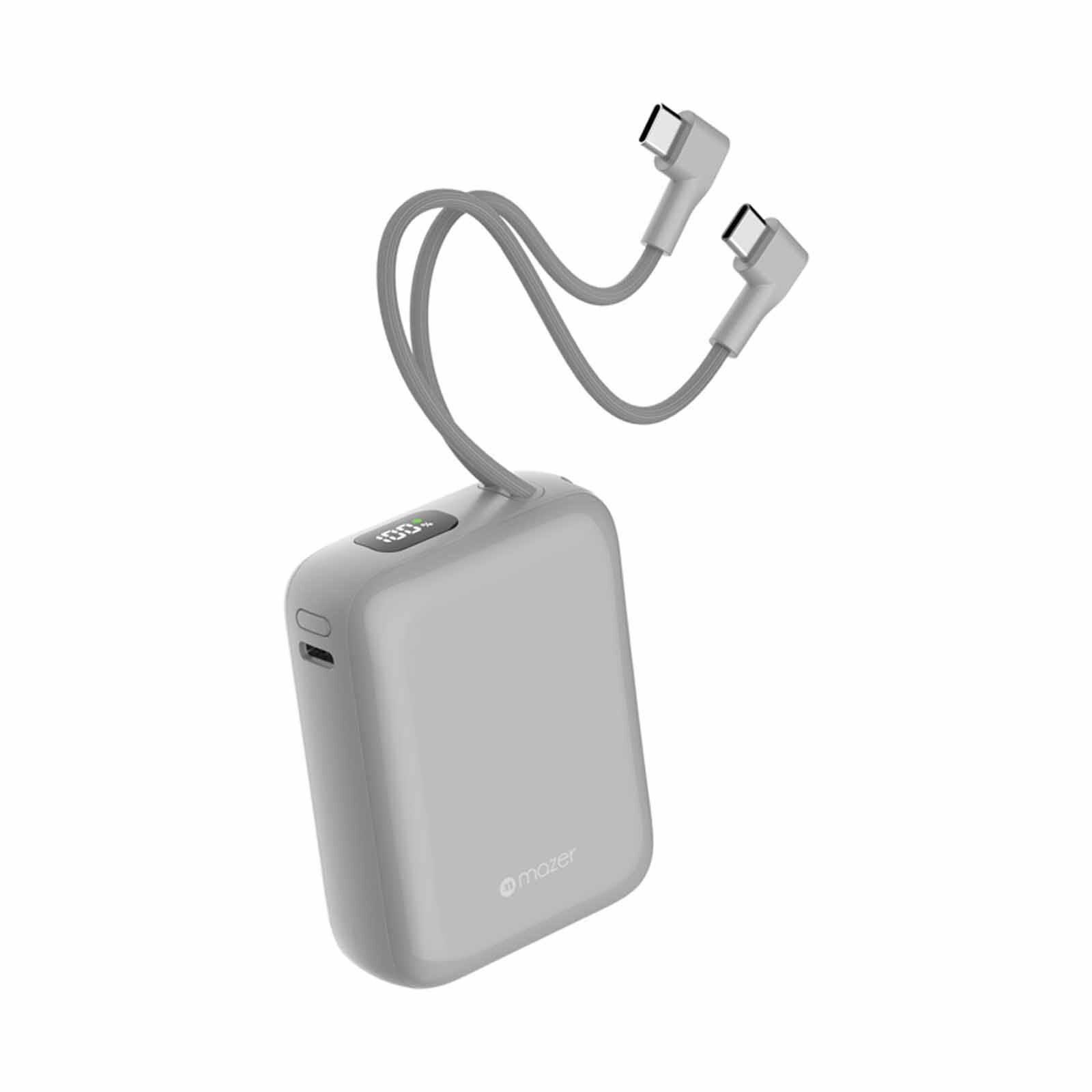 MAZER Powercharge Nano Duo 10,000mah Pd35w With Built-in C-cable X2 Powerbank - Grey M-PC35CC-GY-image 4