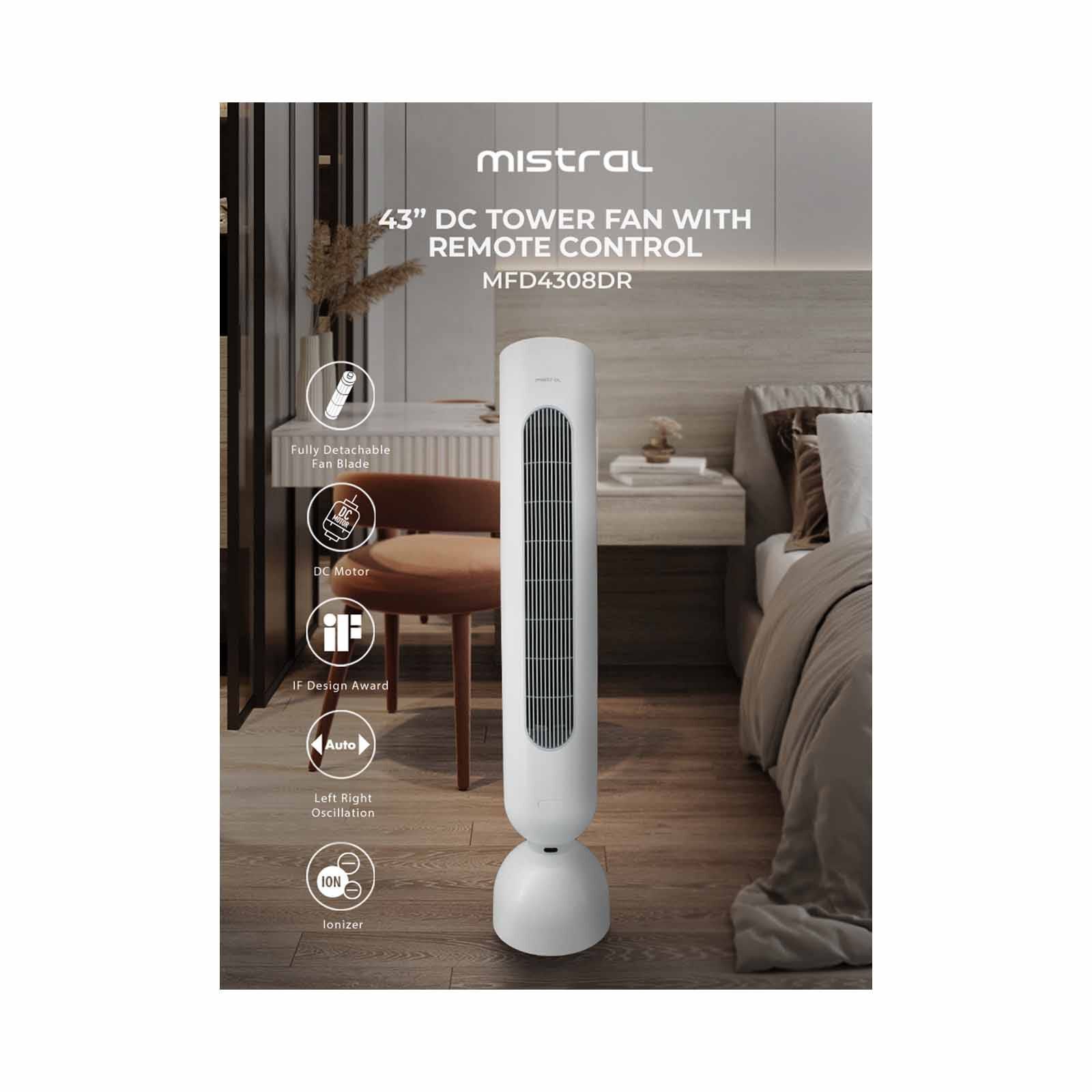 MISTRAL 43 In Dc Tower Fan With Remote Control MFD4308DR-image 5