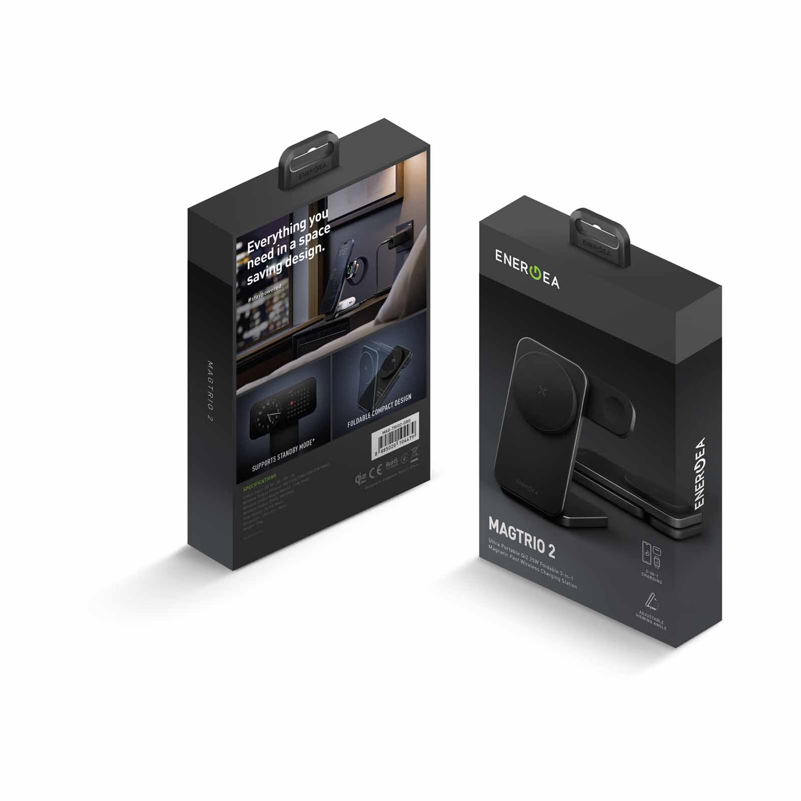 ENERGEA Magtrio 2, 3-in-1 Foldable Qi2 25w Wireless Charger - Gunmetal MAG-TRIO2-GUN-image 6