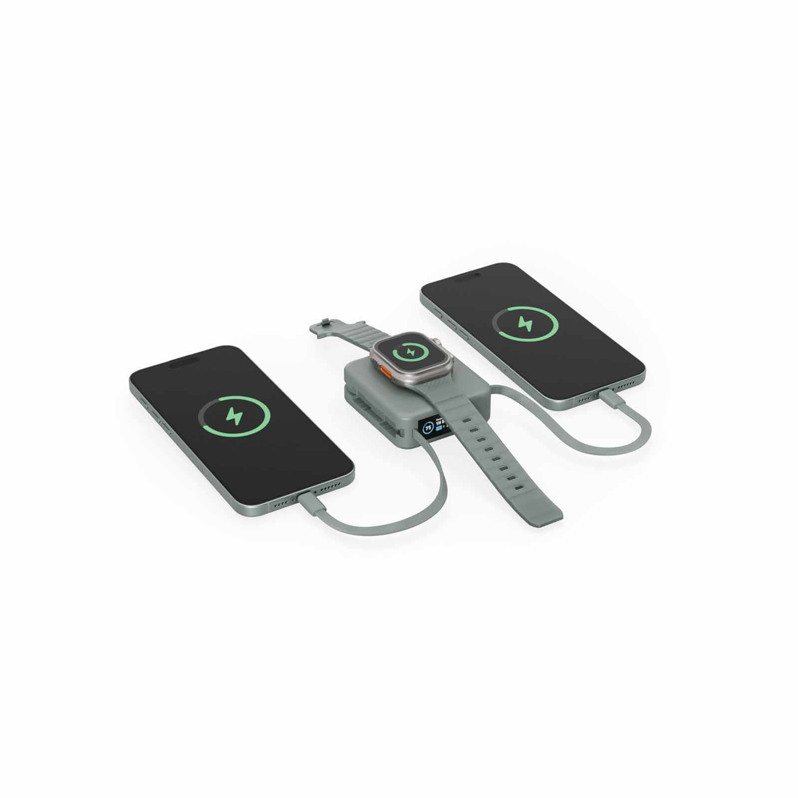 ENERGEA Magpac Mini Plus, 10000mah Magsafe Compatible Power Bank With Built-in C Cables & Display - Sage MP-MINIPLUS-SAG-image 5