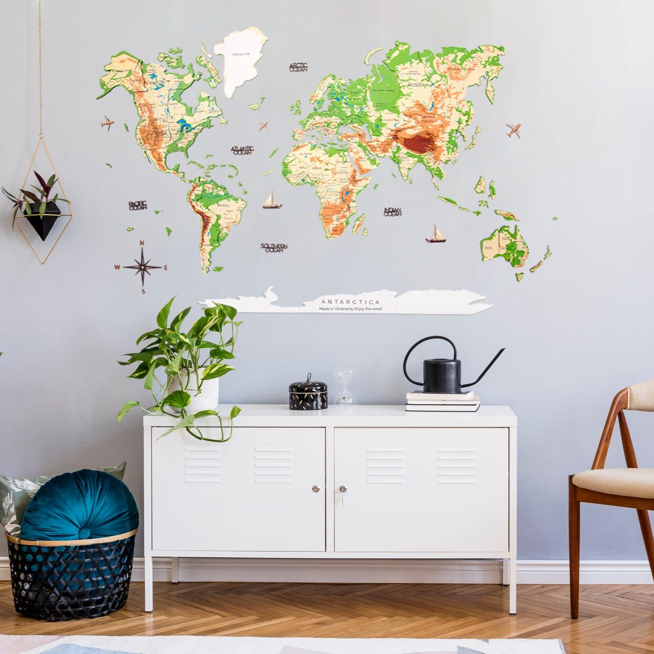 2d Wooden World Map Physical M ENJOY THE WOOD-image 4
