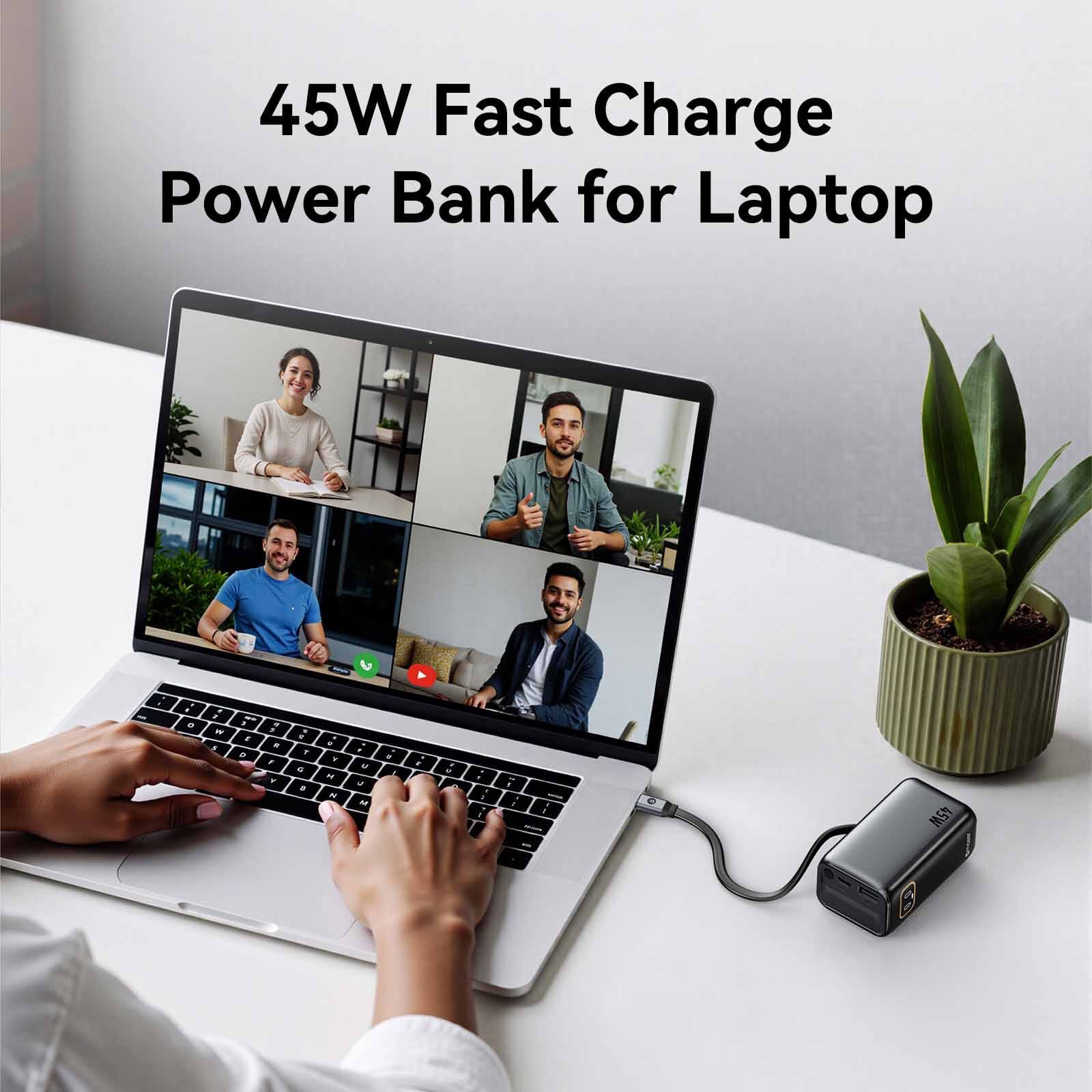 MAZER Powercharge Rlink 10,000mah/pd45w With Built-in Retractable C-cable Powerbank - Blackgrey M-AI-PC45R10-V7-BG-image 7